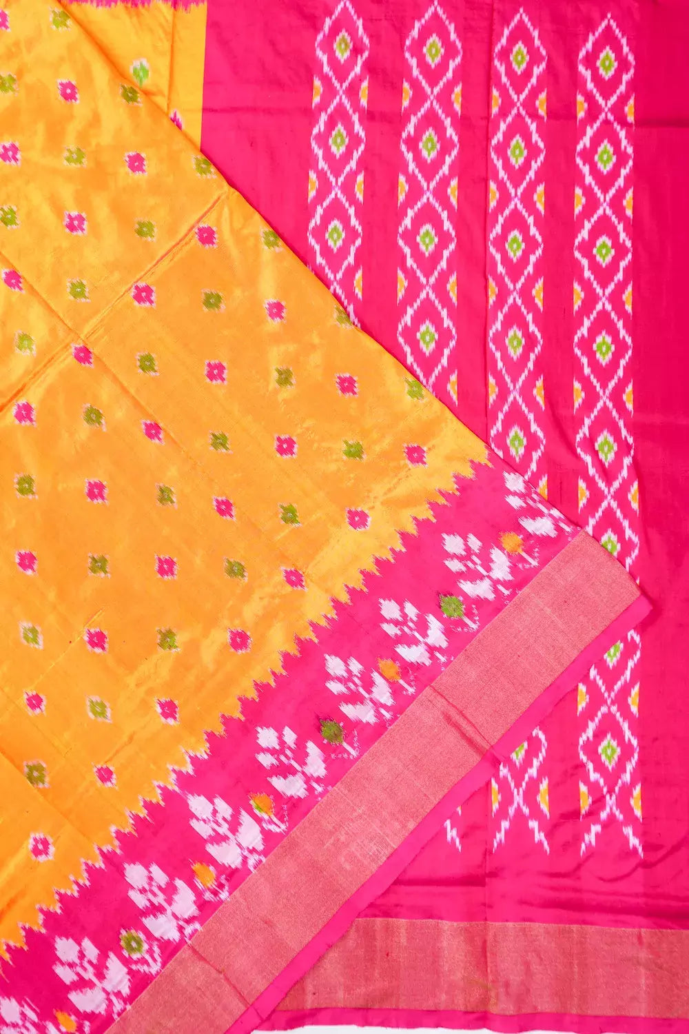 Pochampally Silk Ikat Yellow Saree