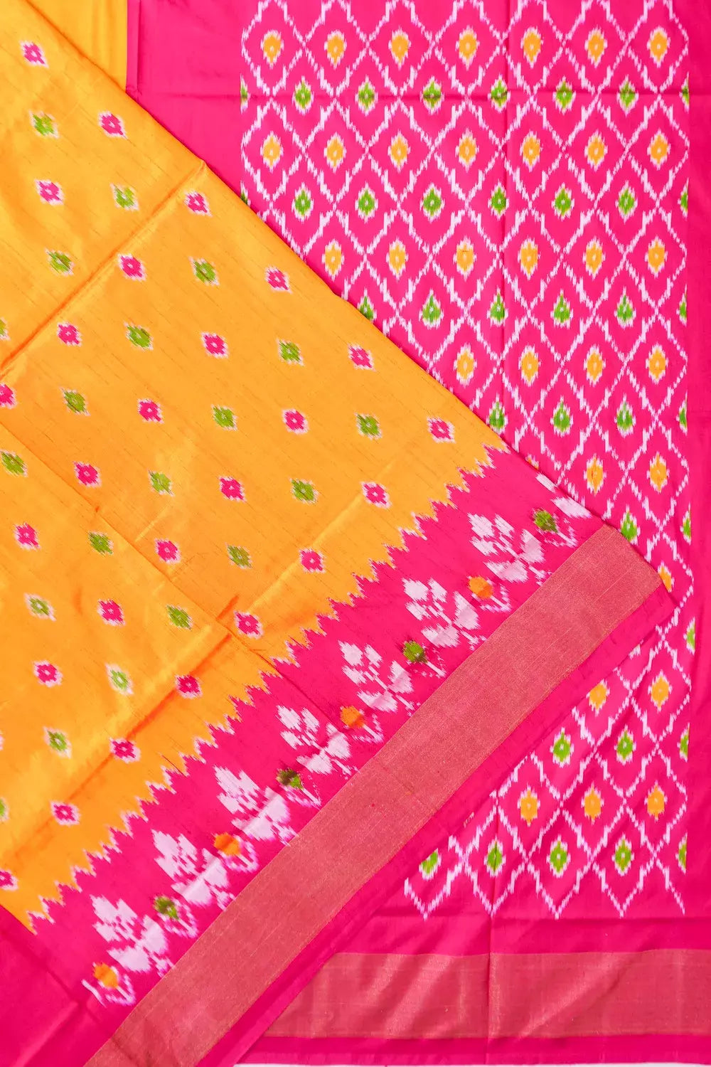 Pochampally Silk Ikat Yellow Saree
