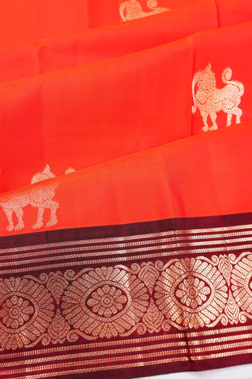 Dharmavaram Silk Butta Orange Saree