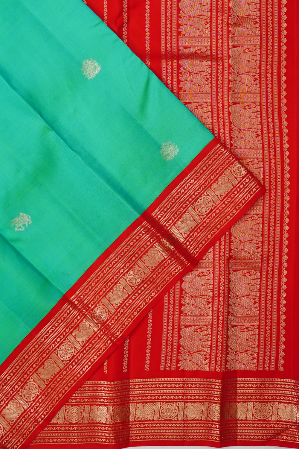 Taranga Kanchi Silk Butta Sea Green Saree