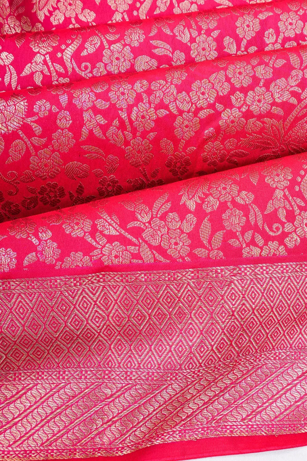Dharmavaram Silk Brocade Pink Saree