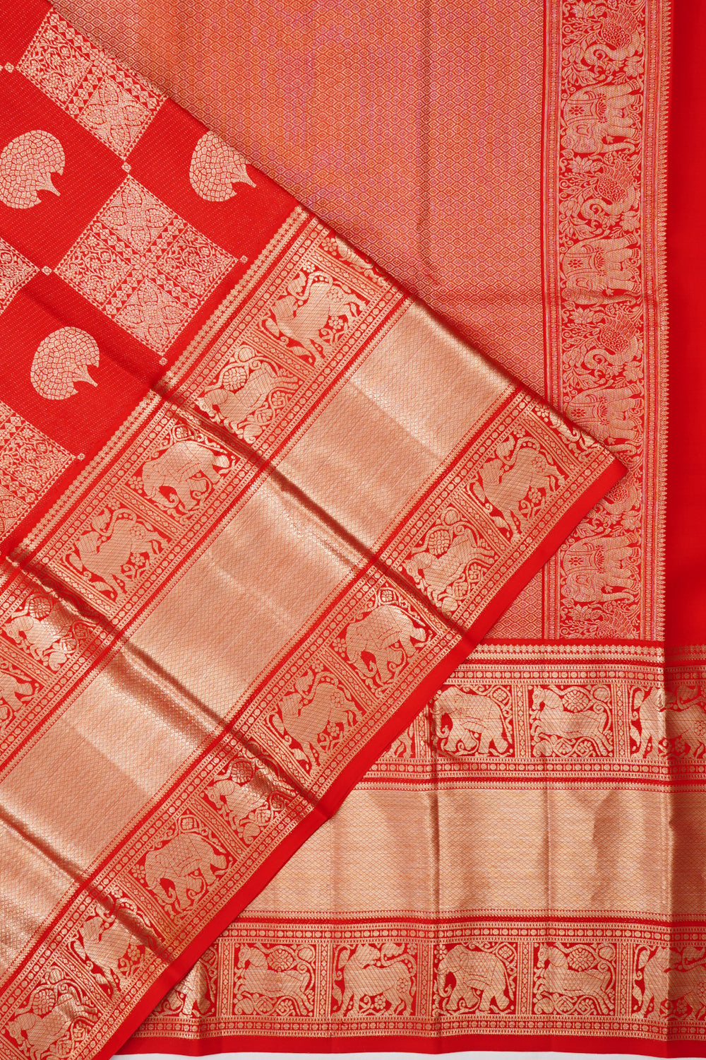 Taranga Kanchi Silk Brocade Red Saree