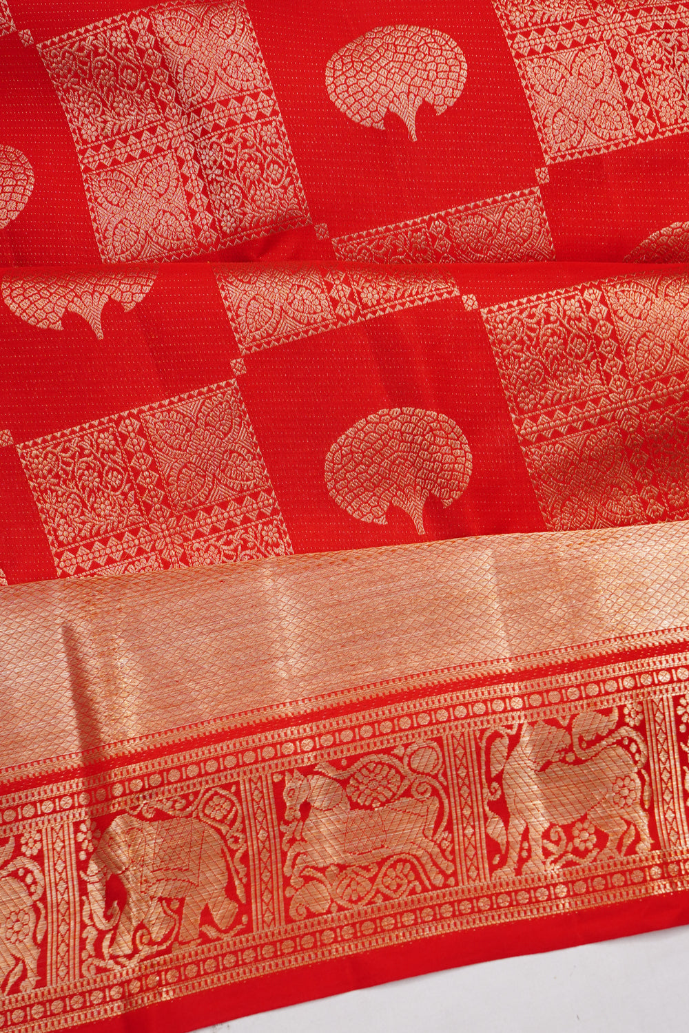 Taranga Kanchi Silk Brocade Red Saree