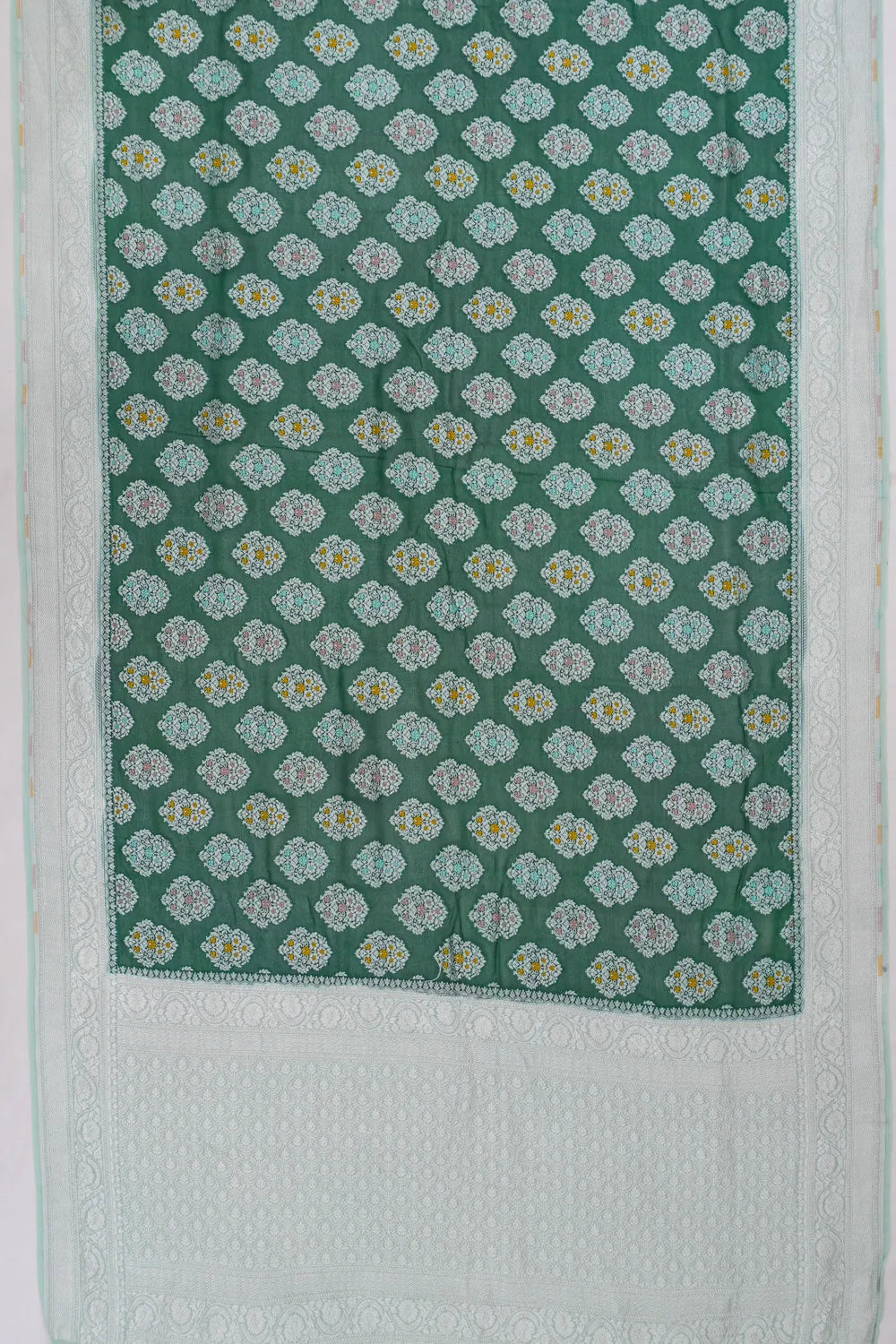 Vaanya Banaras Georgette Brocade Green Saree
