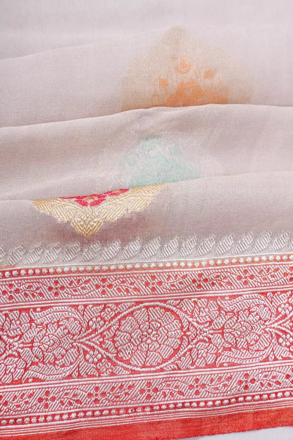 Banarasi Georgette Butta Off White Saree
