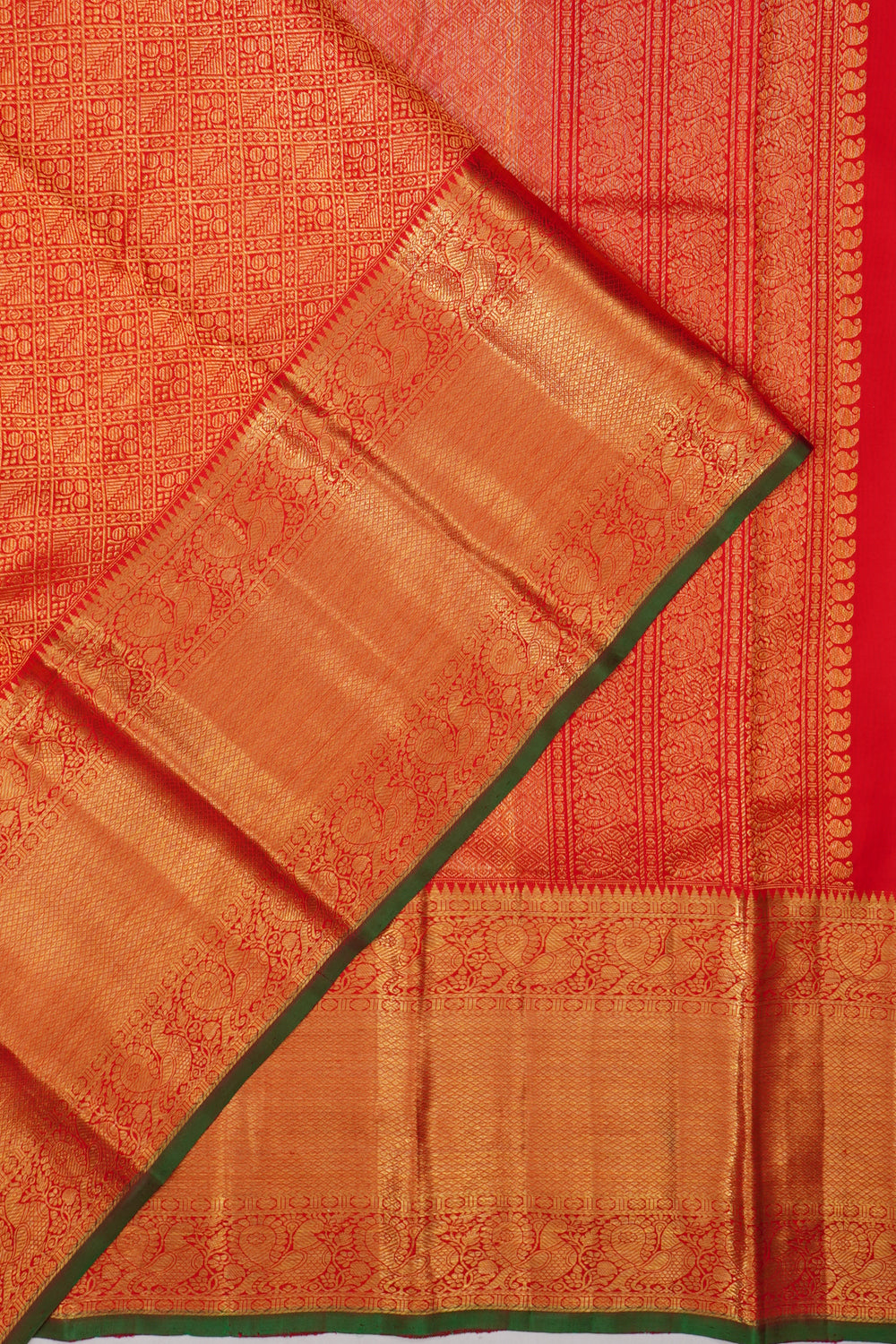 Taranga Kanchi Silk Brocade Red Saree