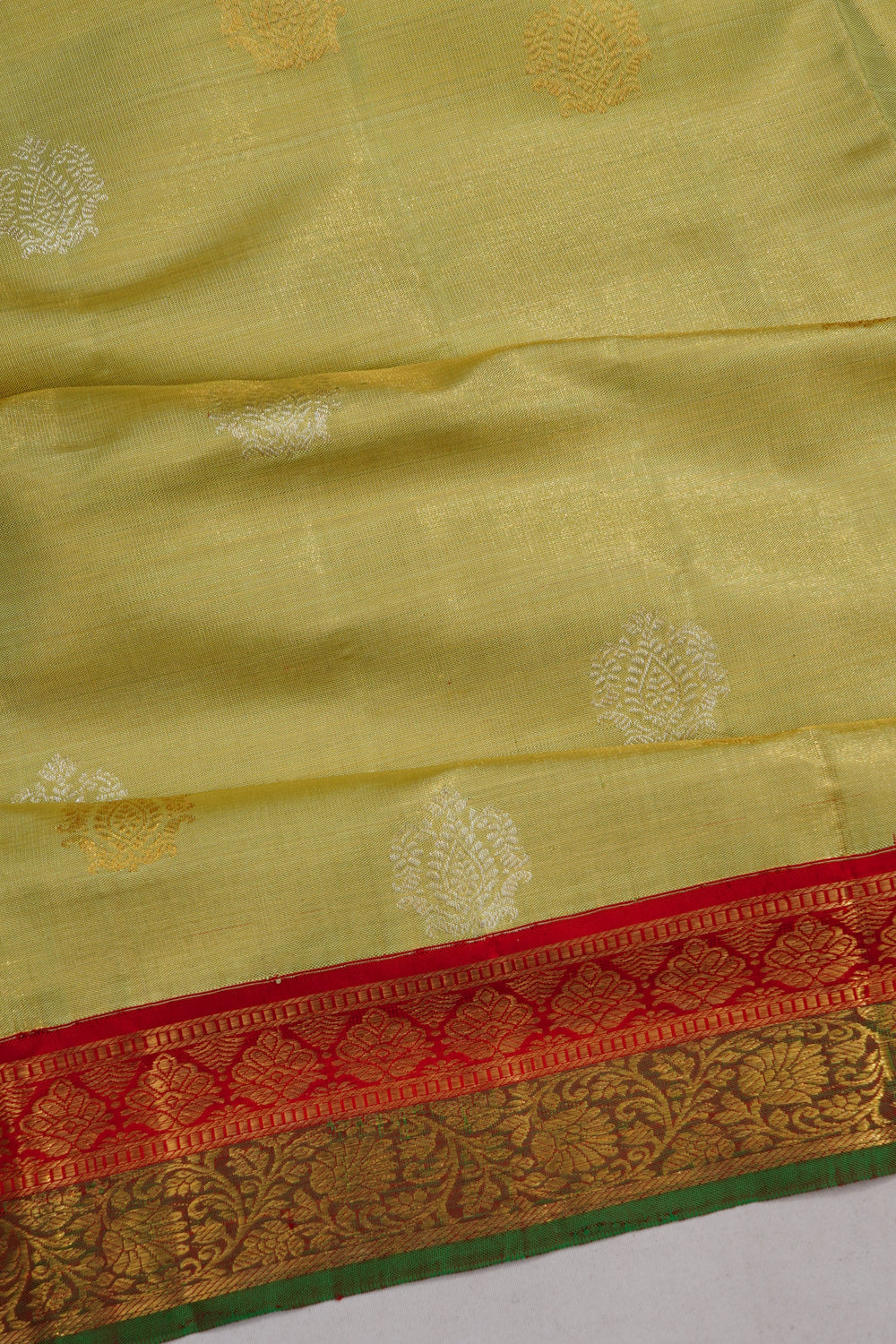 Kanchipuram Silk Tissue Butta Pista Green Saree