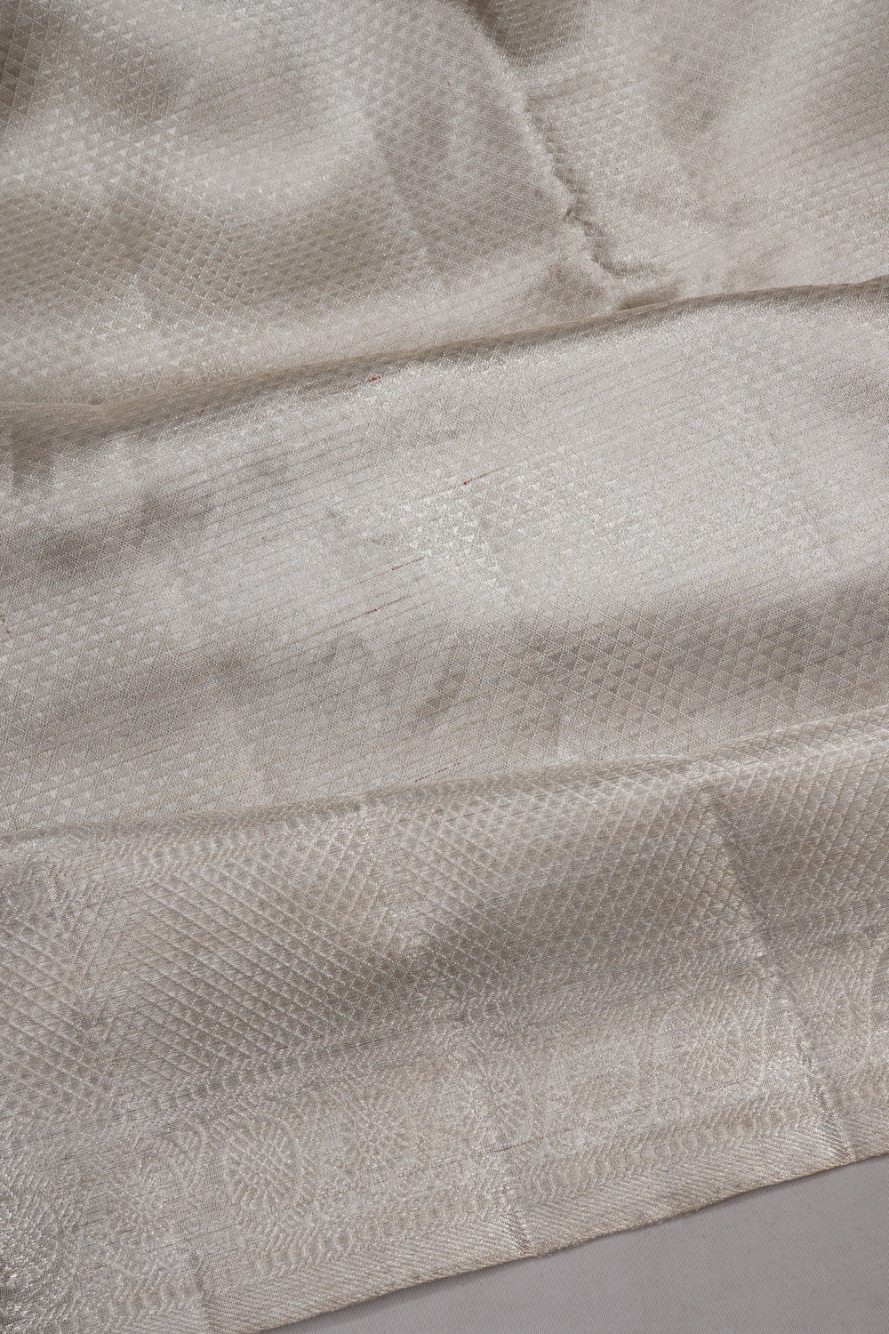 Kanchipuram Silk Tissue Brocade Silver Saree