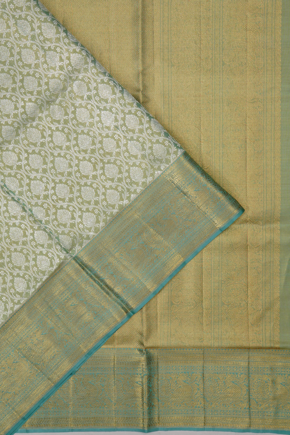 Kanchipuram Silk Tissue Brocade Blue Saree