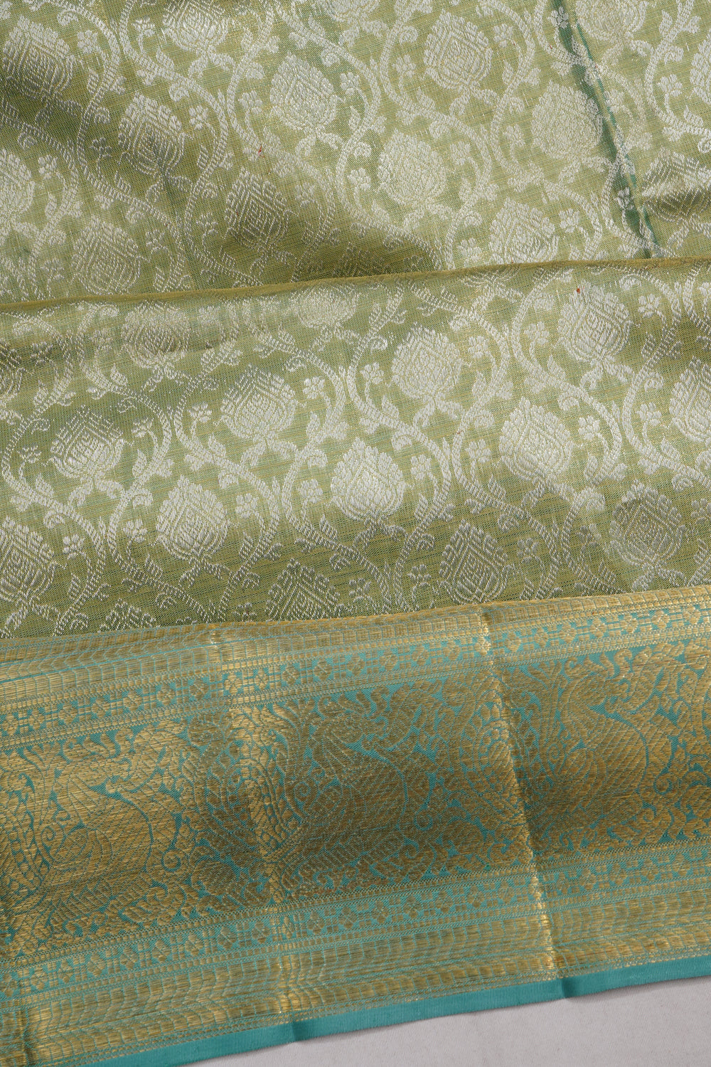 Kanchipuram Silk Tissue Brocade Blue Saree