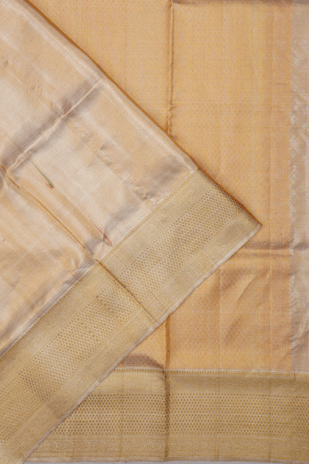 Kanchipuram Silk Tissue Butta Gold Saree