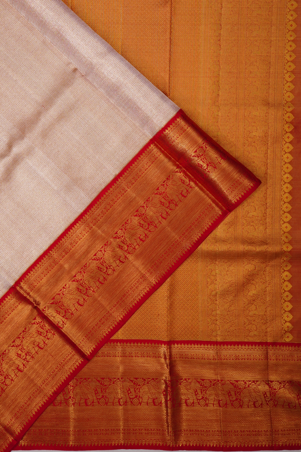 Kanchipuram Silk Tissue Brocade Gold Saree