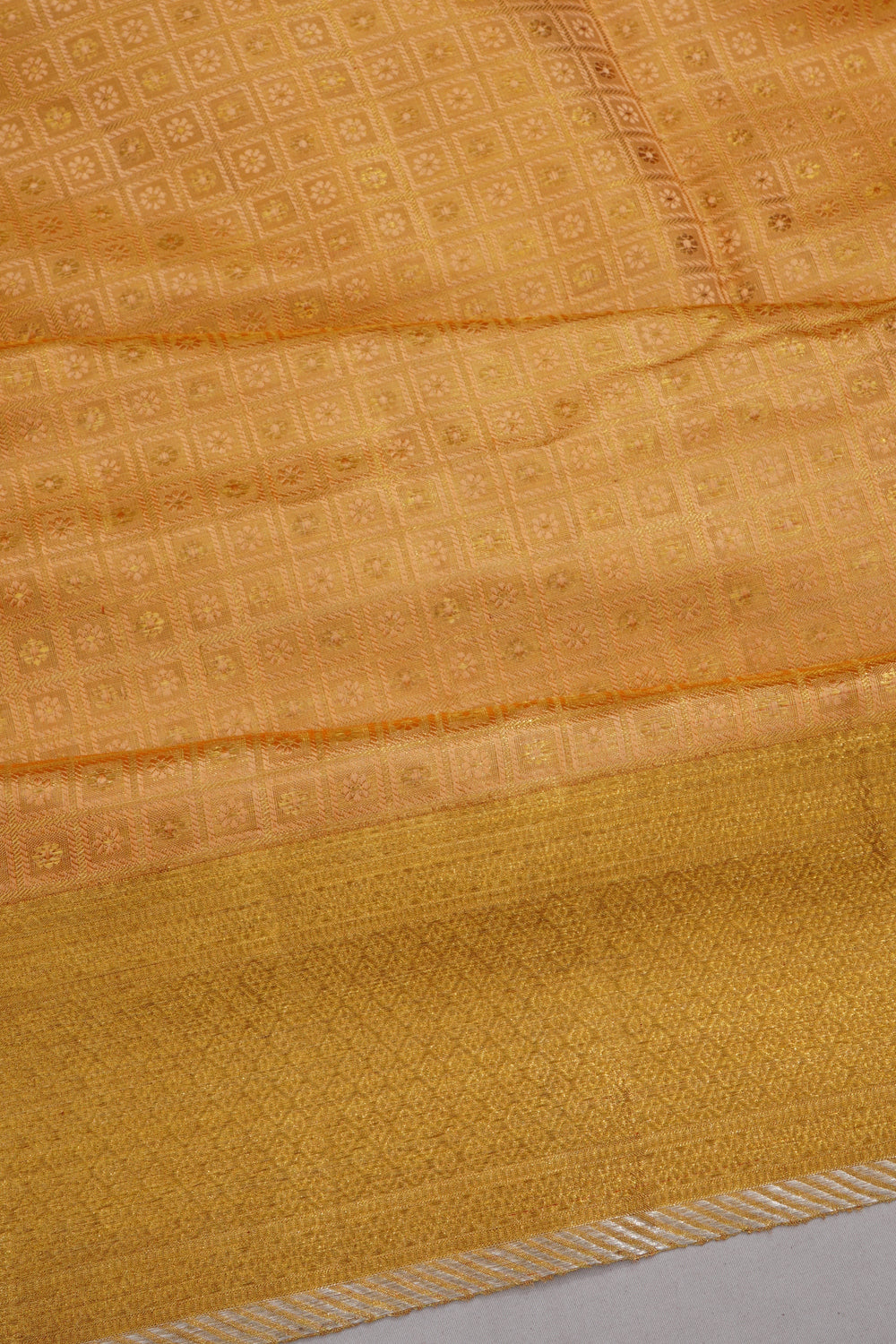 Kanchipuram Silk Tissue Brocade Peach Saree
