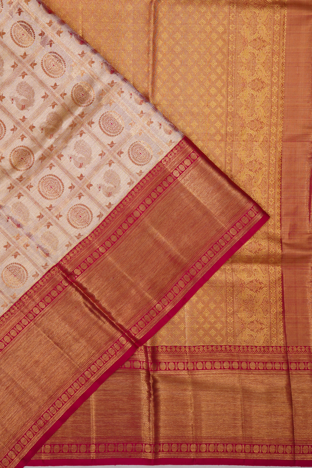 Kanchipuram Silk Tissue Brocade Gold Saree