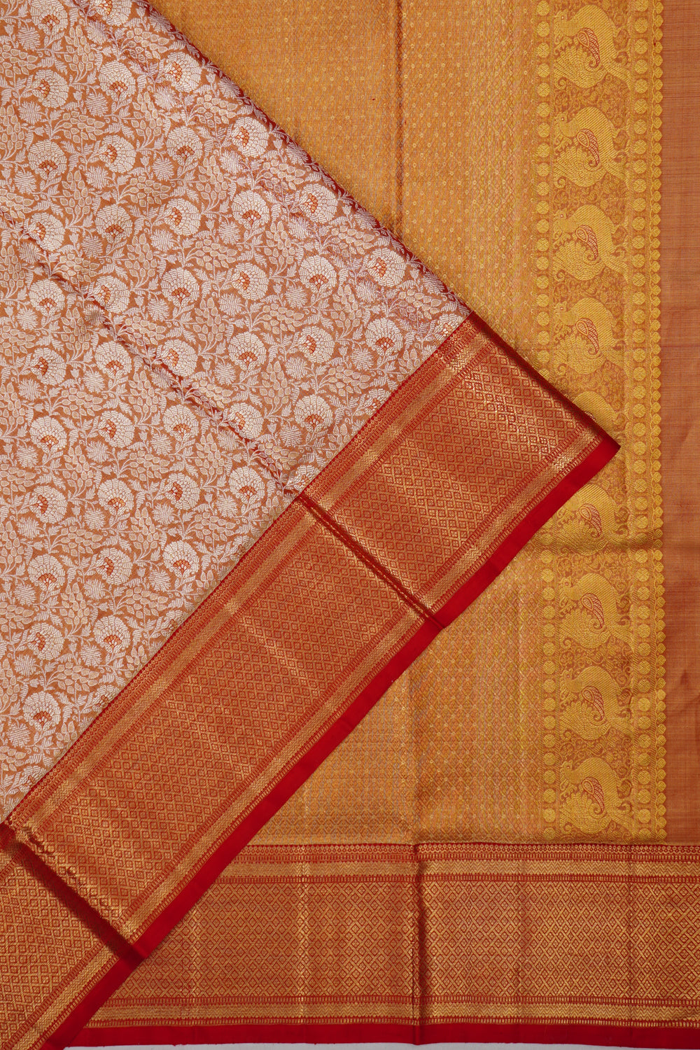 Kanchipuram Silk Tissue Brocade Red Saree