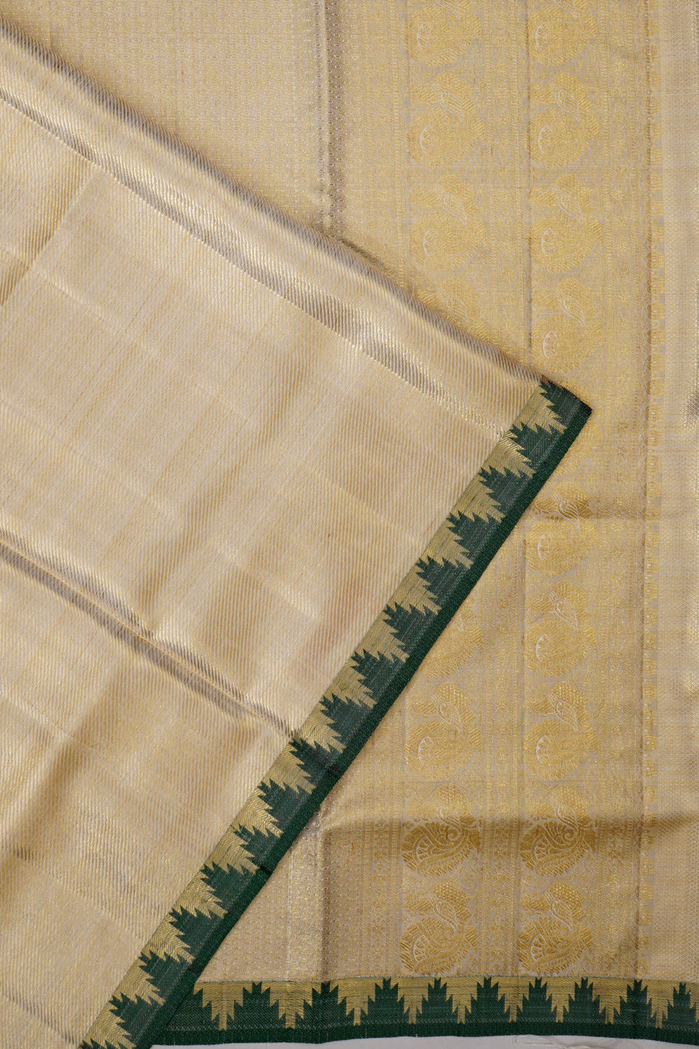 Kanchipuram Silk Tissue Brocade Gold Saree