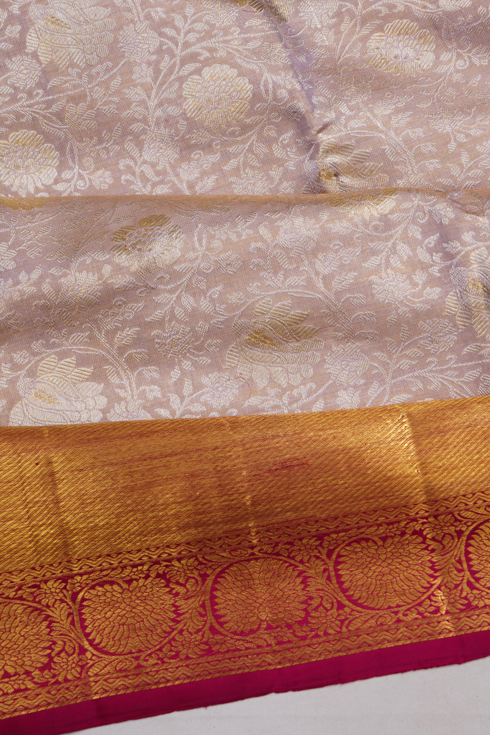 Kanchipuram Silk Tissue Brocade Lavender Saree