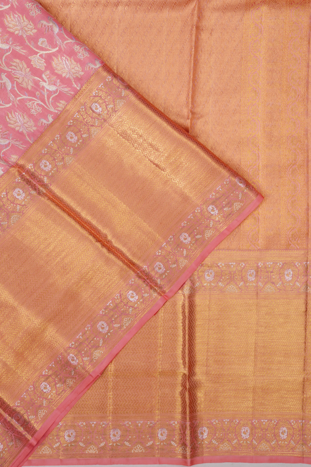 Kanchipuram Silk Brocade Pink Saree