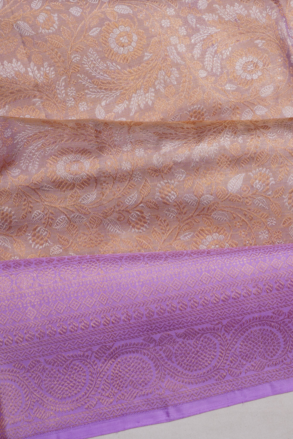 Kanchipuram Silk Tissue Brocade Violet Saree