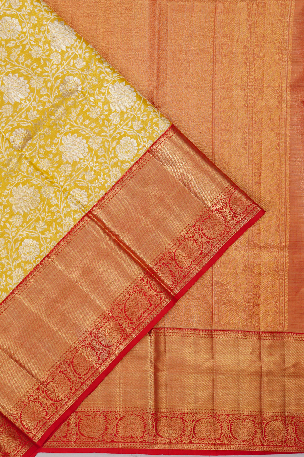 Kanchipuram Silk Tissue Brocade Gold Saree