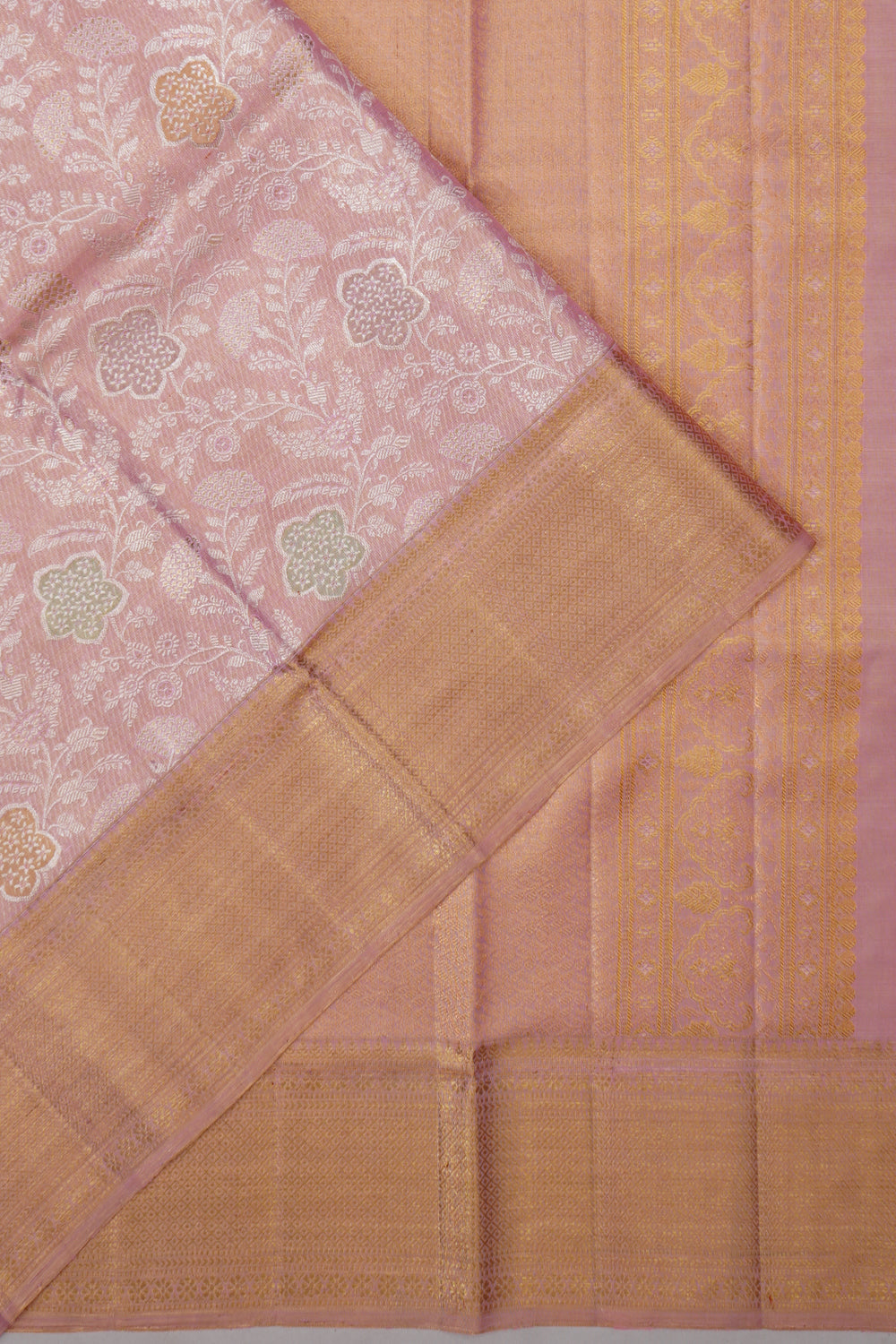 Kanchipuram Silk Tissue Brocade Baby Pink Saree