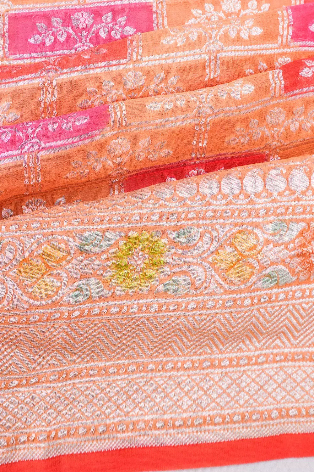 Vaanya Banaras Georgette Brocade Baby Pink Saree