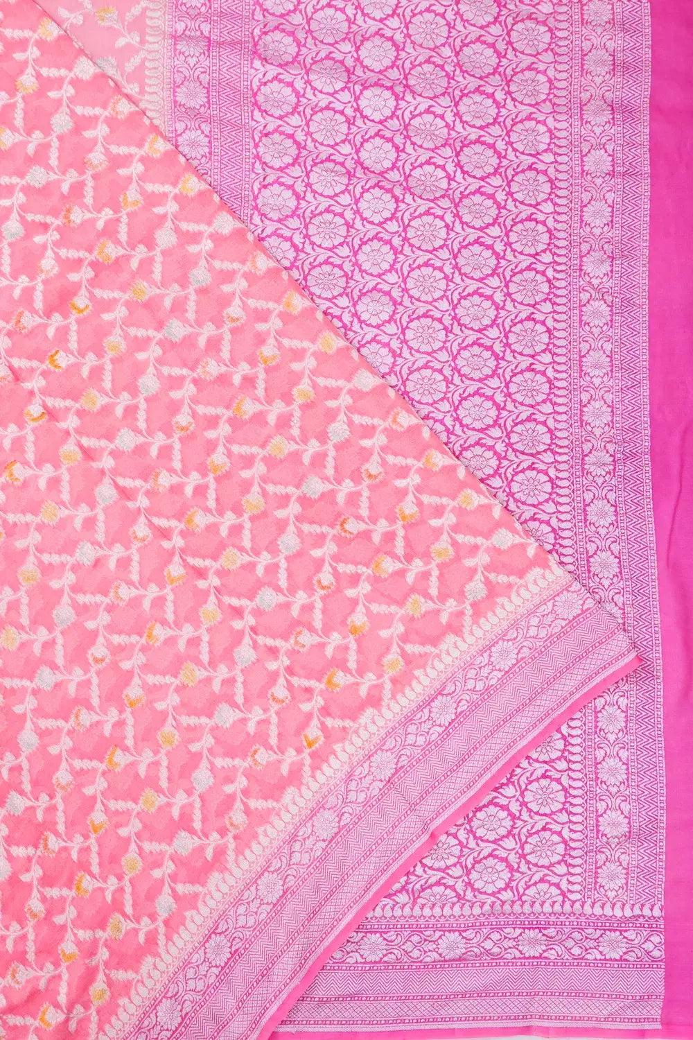 Vaanya Banaras Georgette Brocade Baby Pink Saree