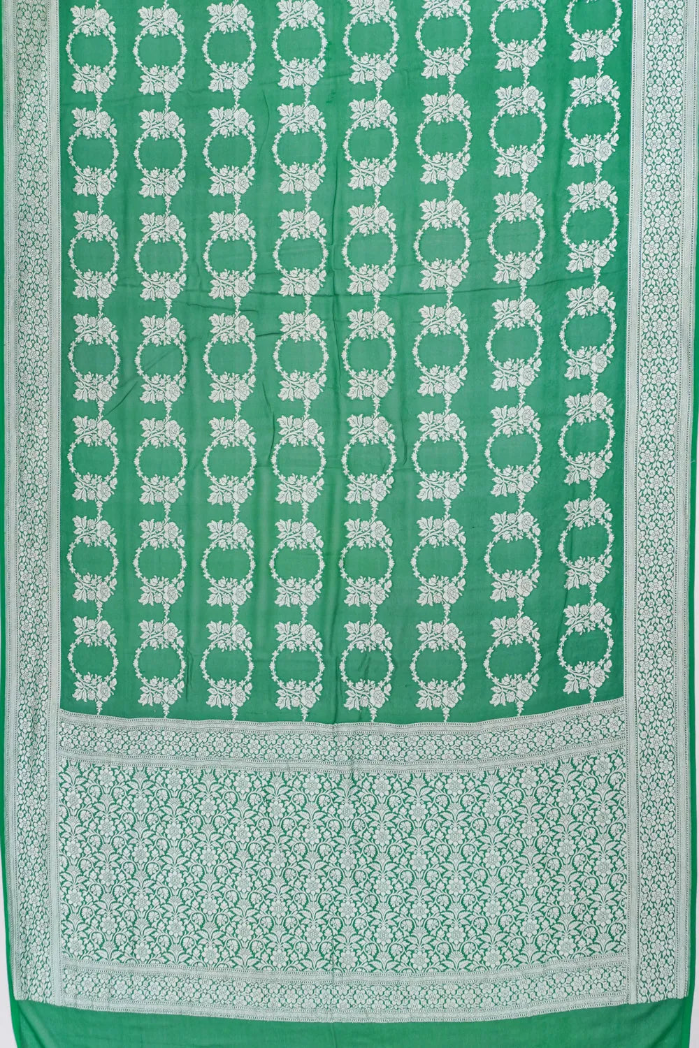 Vaanya Banaras Georgette Brocade Green Saree