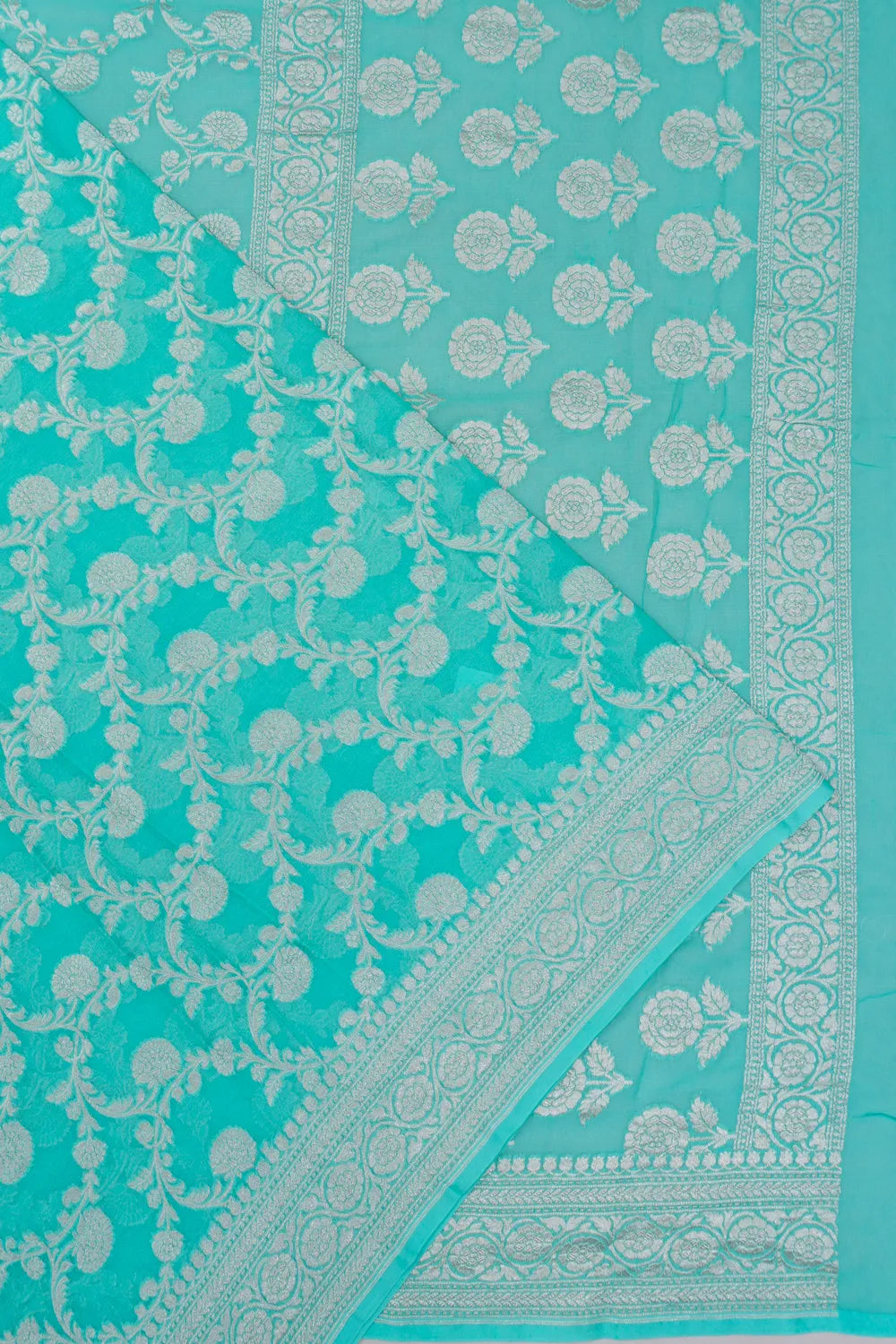 Vaanya Banaras Georgette Brocade Blue Saree