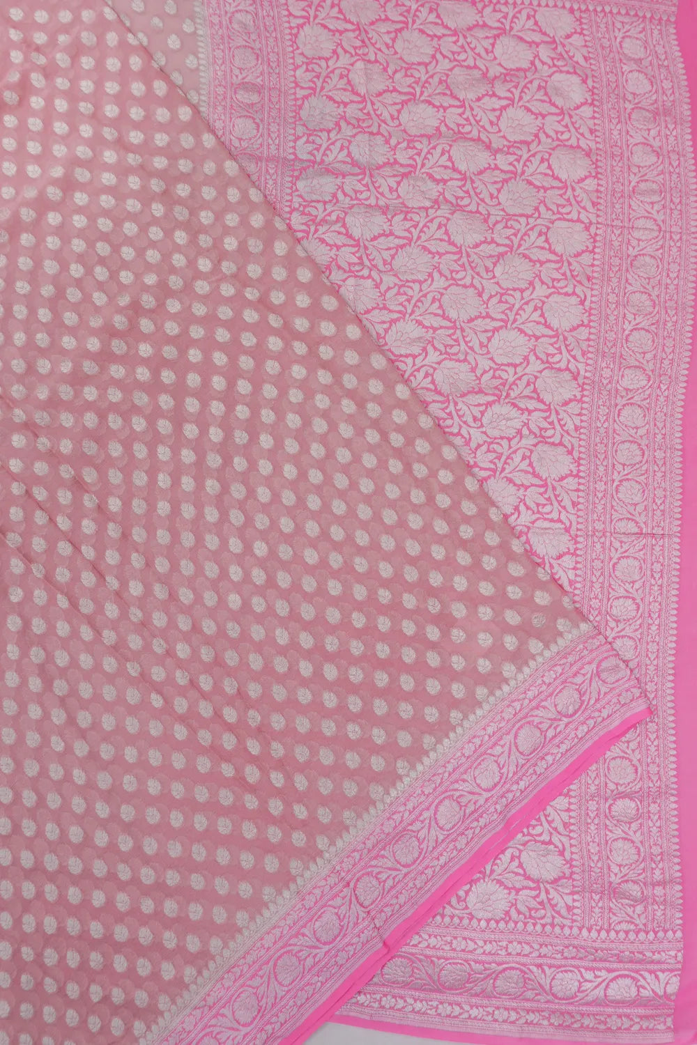 Vaanya Banaras Georgette Brocade Pink Saree