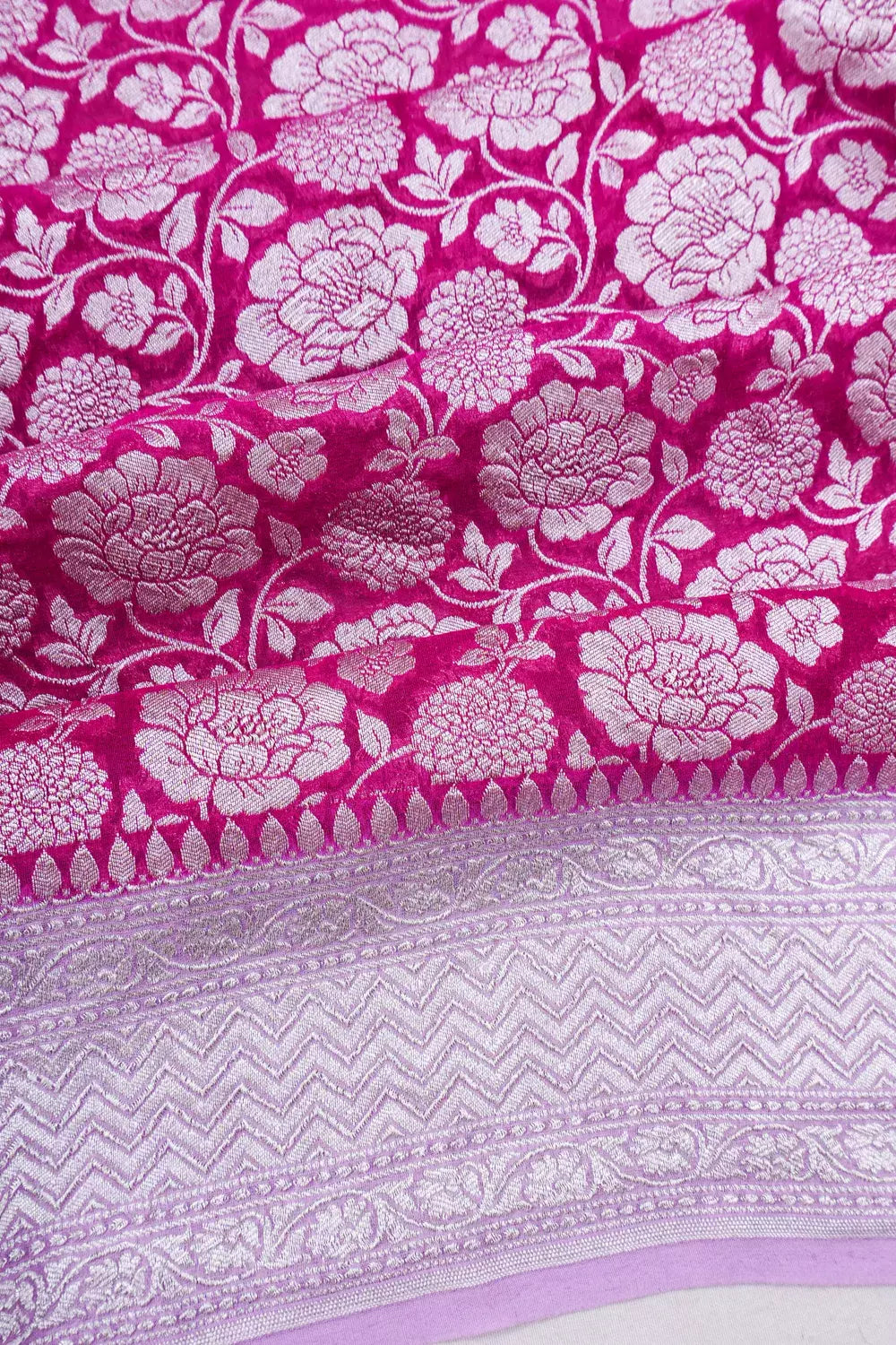 Vaanya Banaras Georgette Brocade Pink Saree