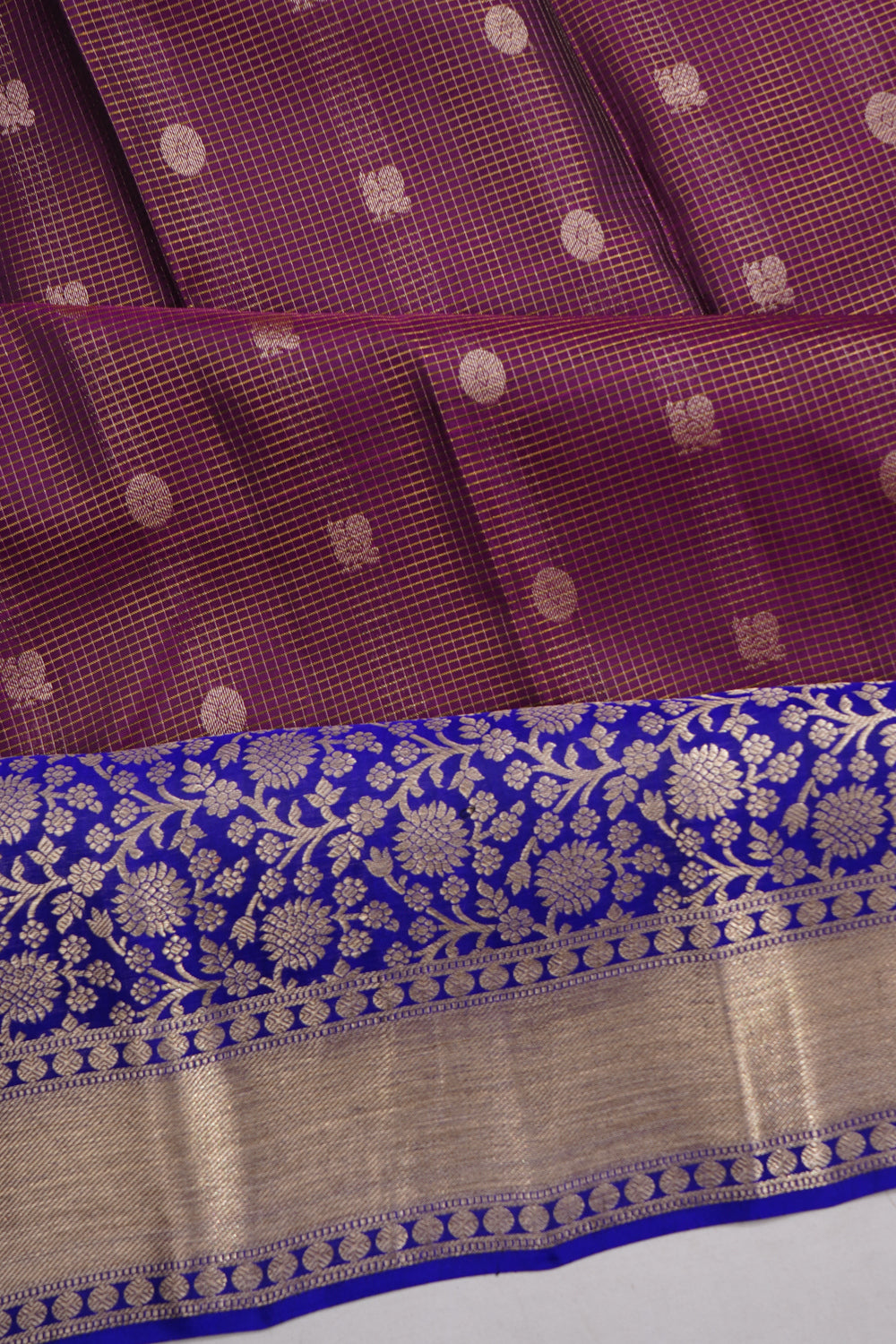 Dharmavaram Silk Checks And Butta Maroon Saree