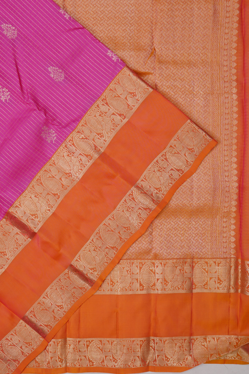Dharmavaram Silk Checks And Butta Pink Saree
