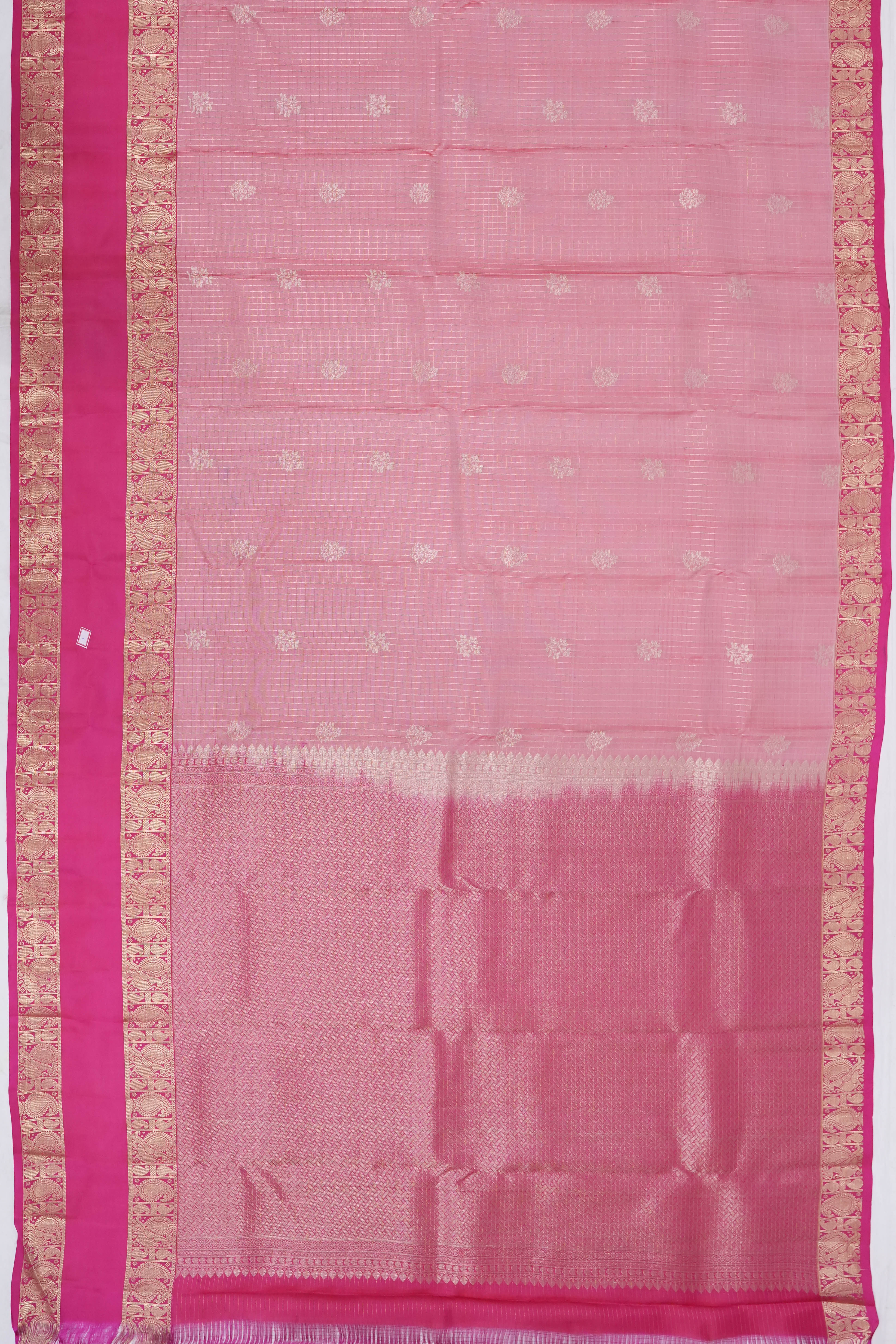 Soft Silk Butta Checks And Butta Baby Pink Saree