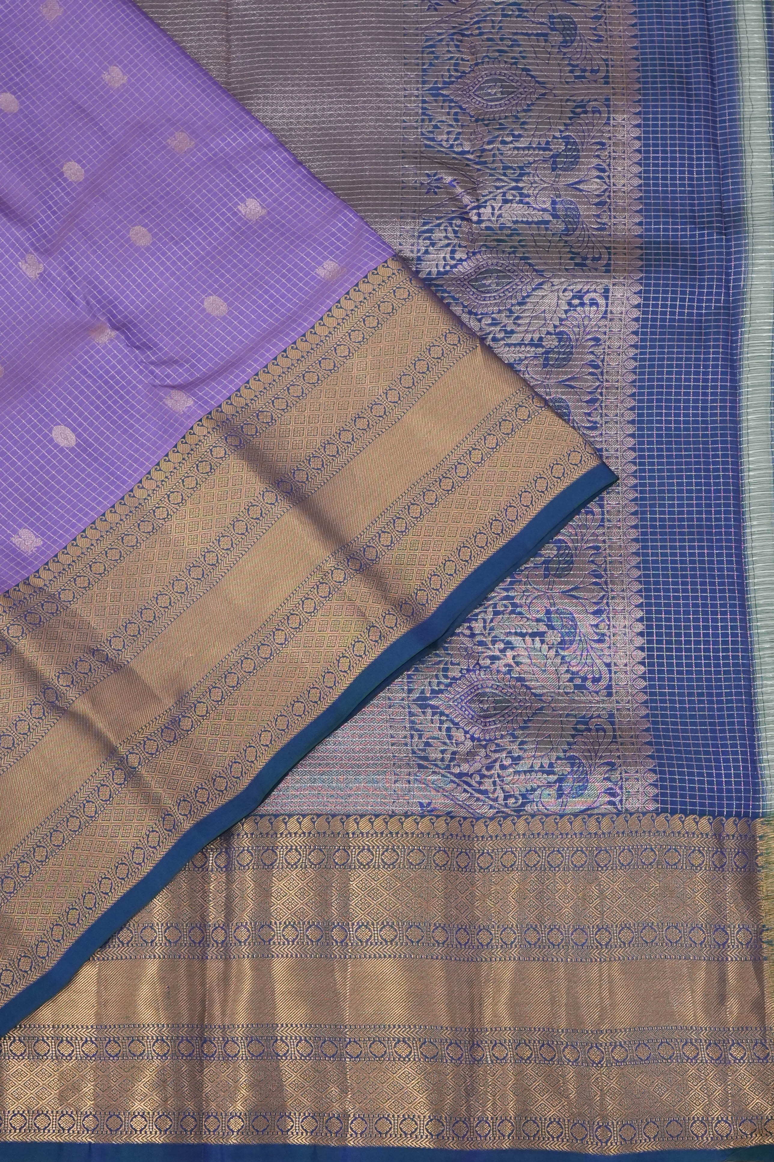 Soft Silk Butta Checks And Butta Lavender Saree