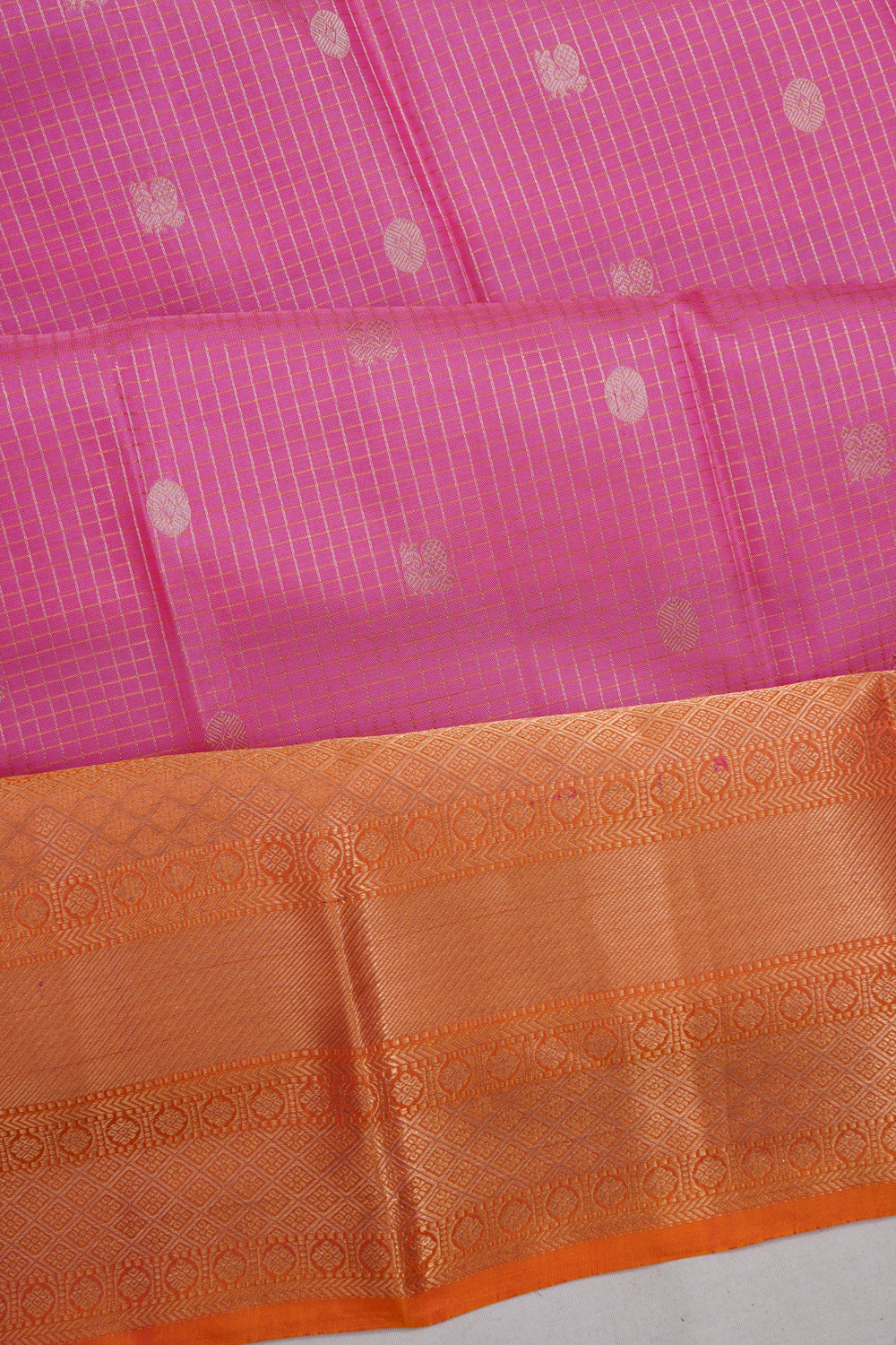 Dharmavaram Silk Checks And Butta Pink Saree