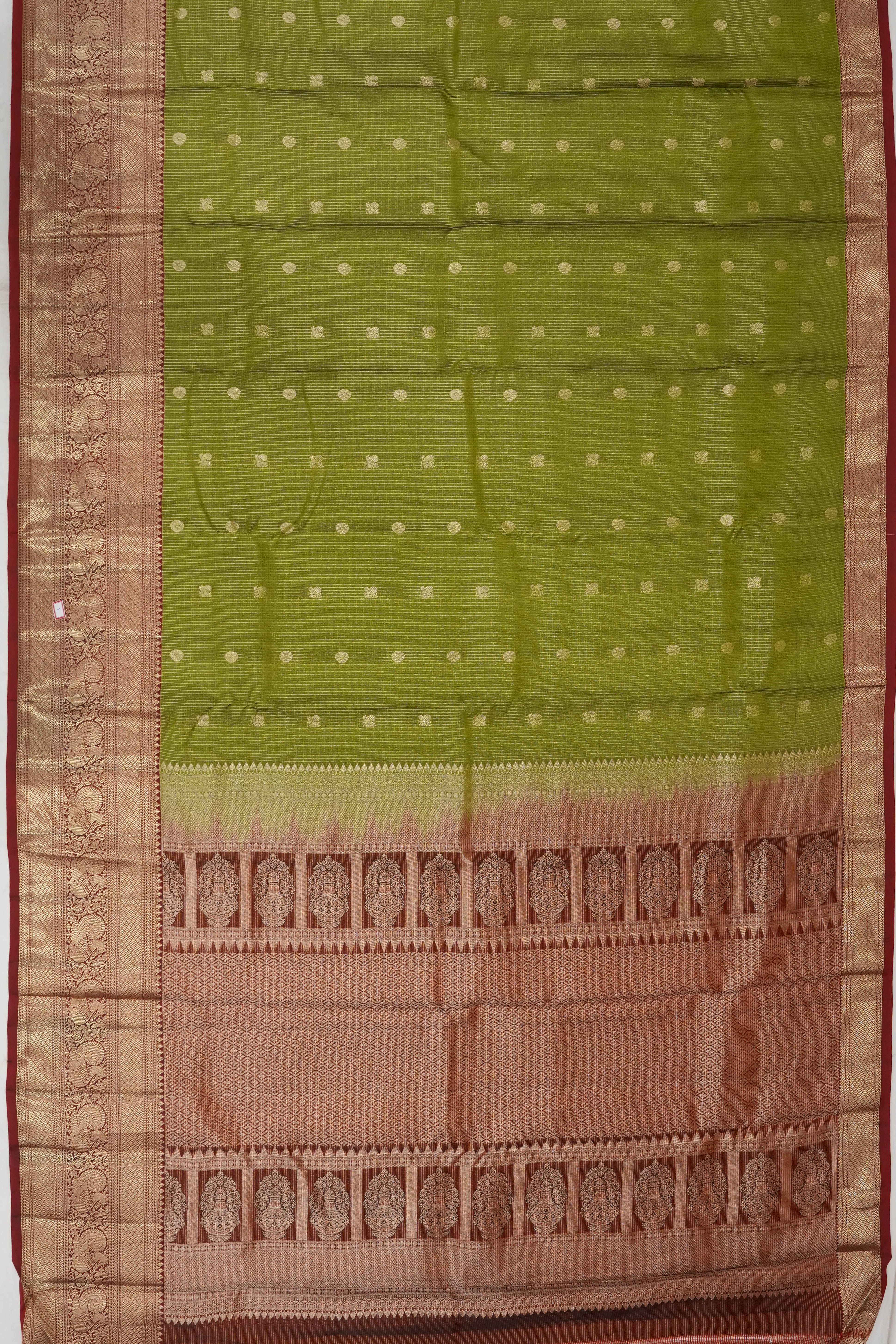 Soft Silk Butta Checks And Butta Green Saree