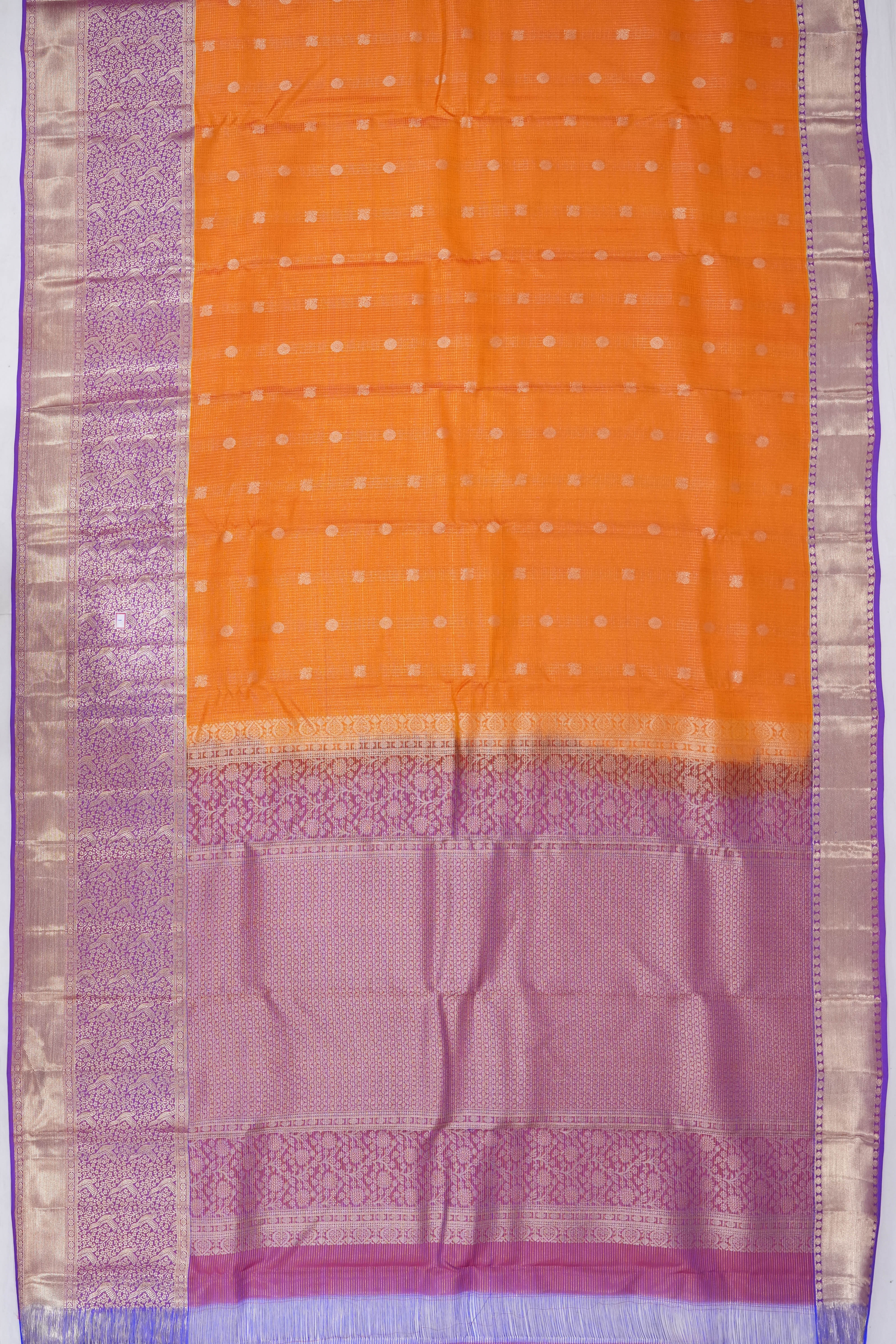 Soft Silk Butta Checks And Butta Orange Saree