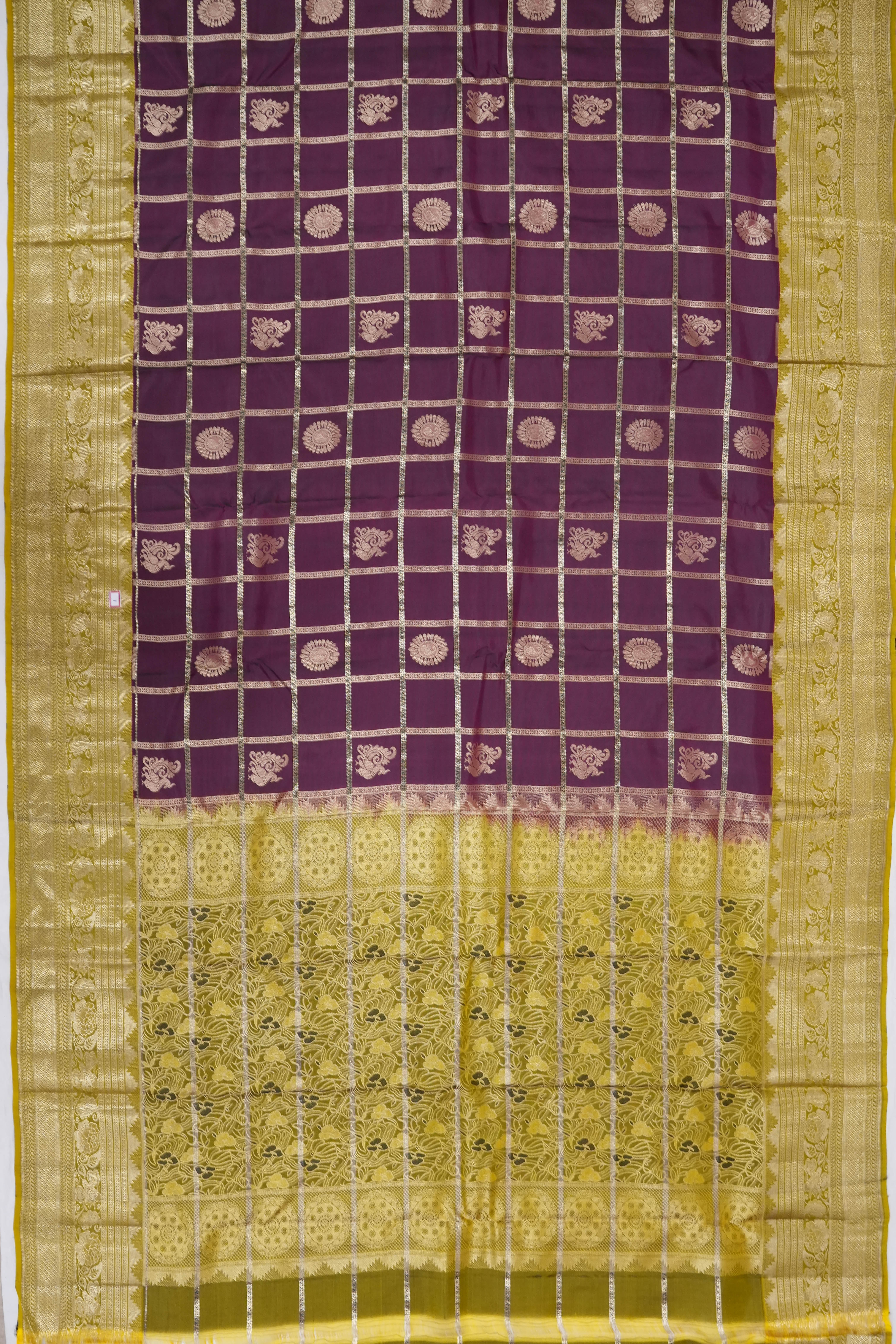 Soft Silk Butta Checks And Butta Purple Saree