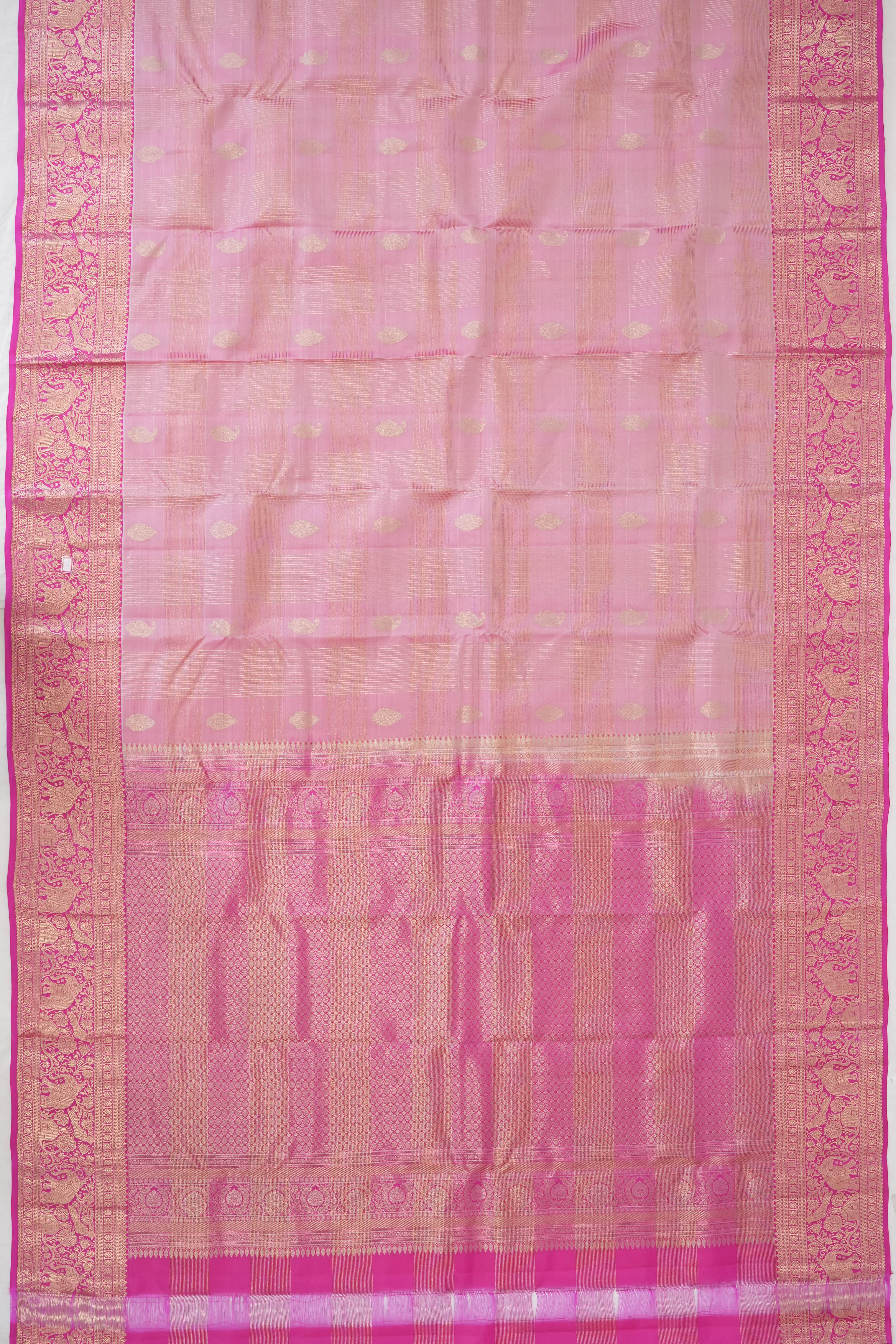 Soft Silk Checks And Butta Baby Pink Saree