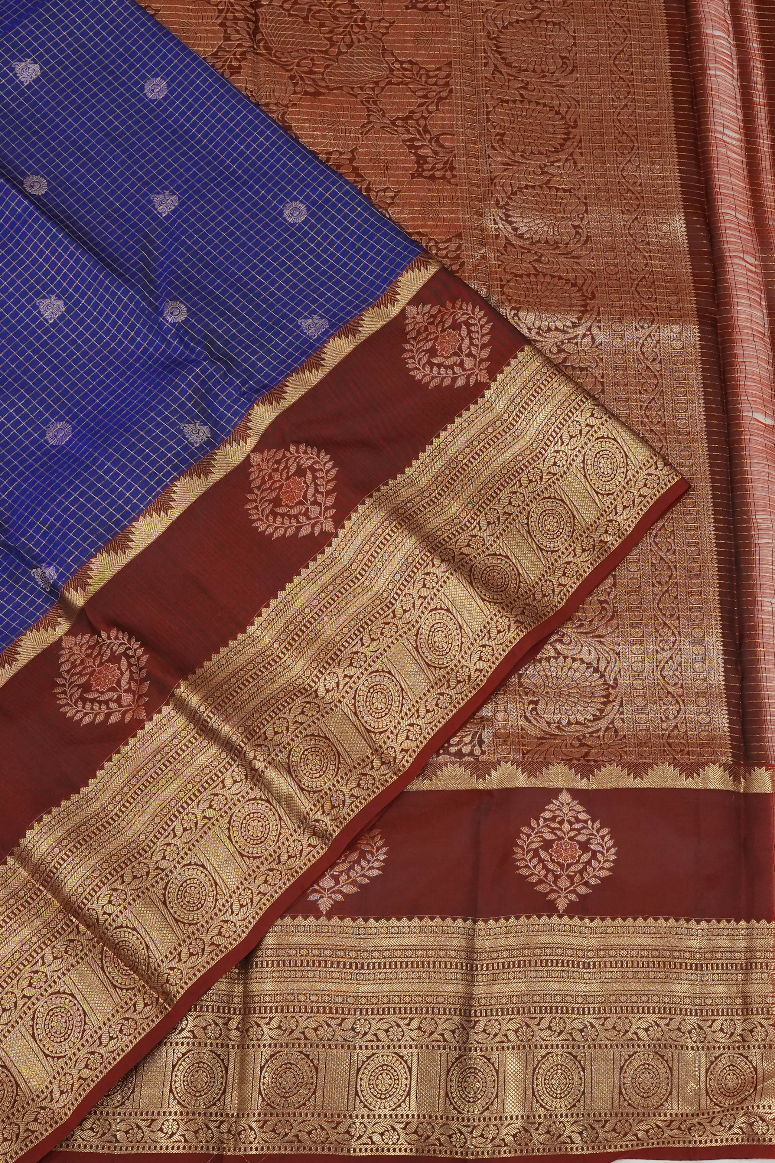 Soft Silk Butta Checks And Butta Royal Blue Saree