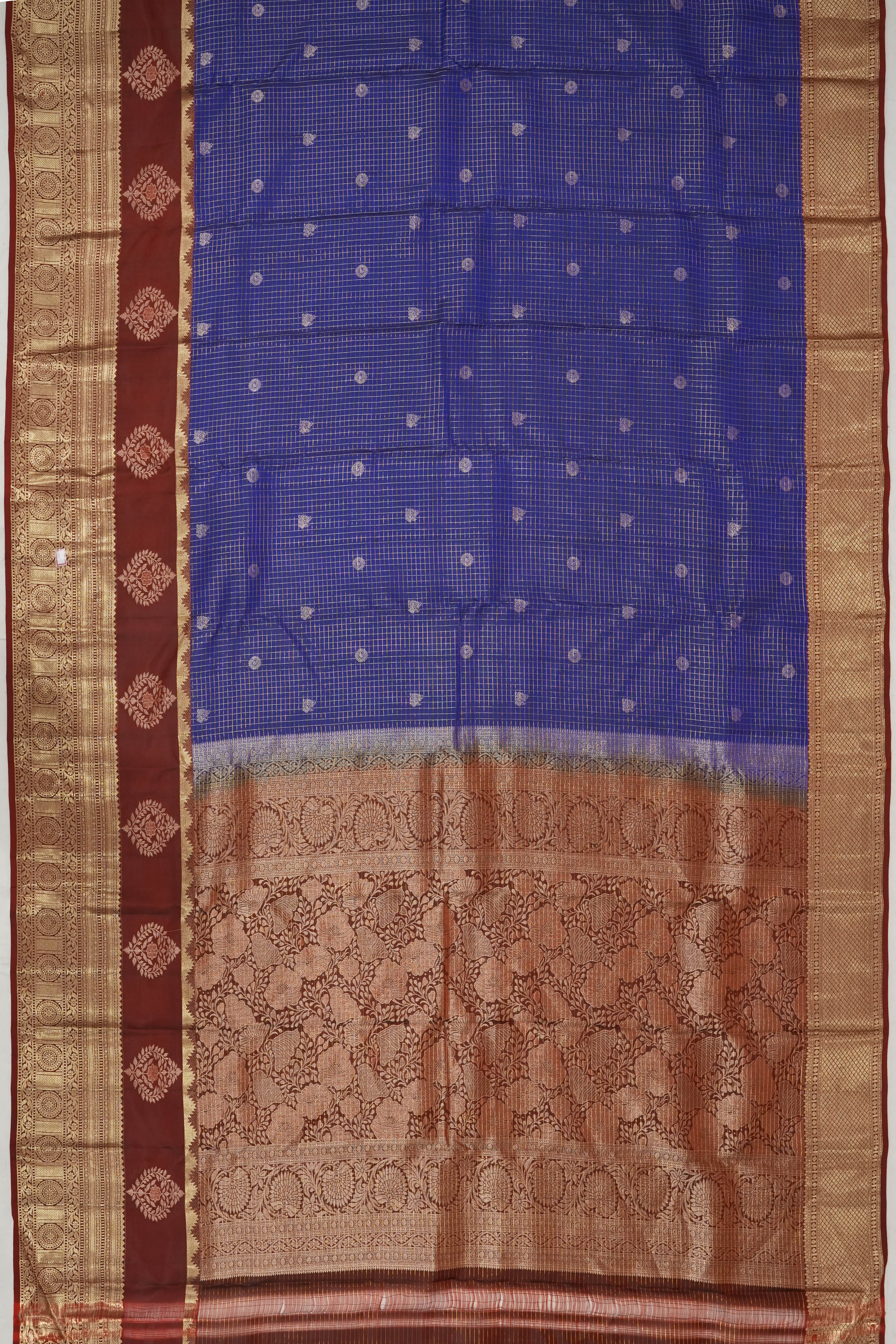 Soft Silk Butta Checks And Butta Royal Blue Saree