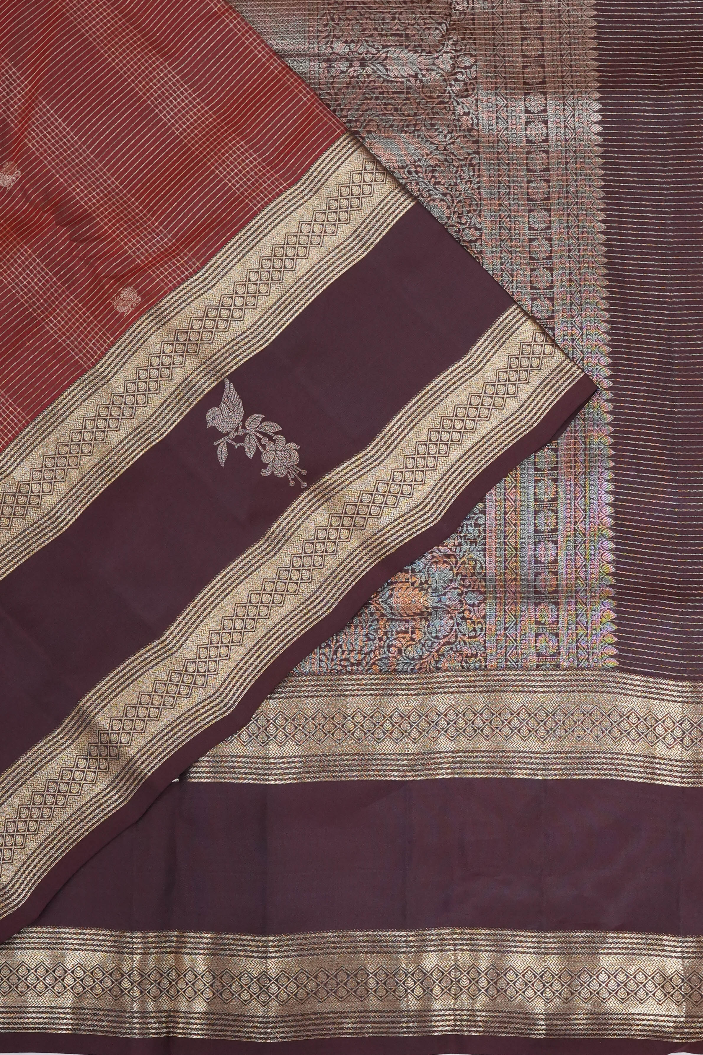 Soft Silk Butta Checks And Butta Maroon Saree