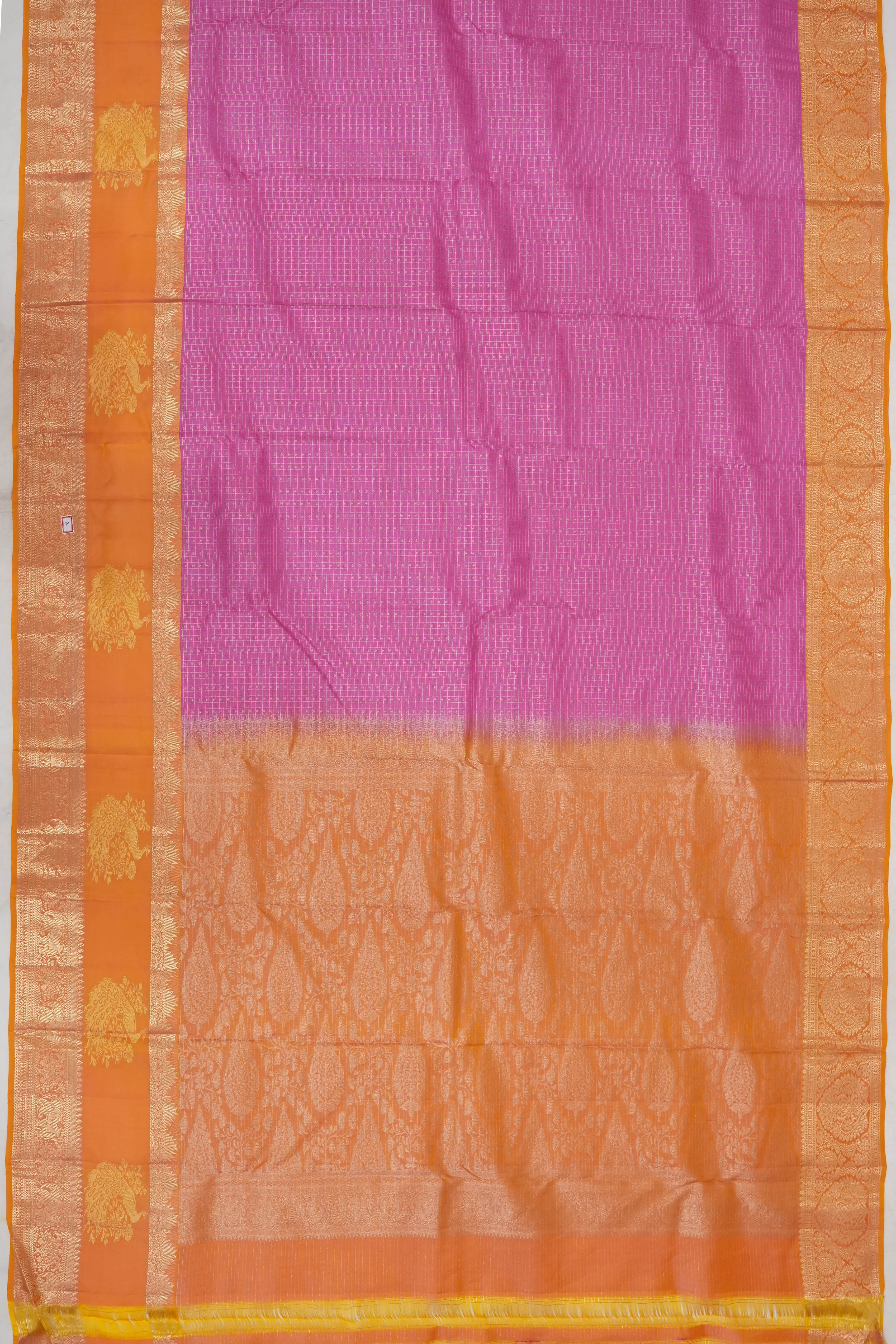 Soft Silk Butta Checks And Butta Pink Saree