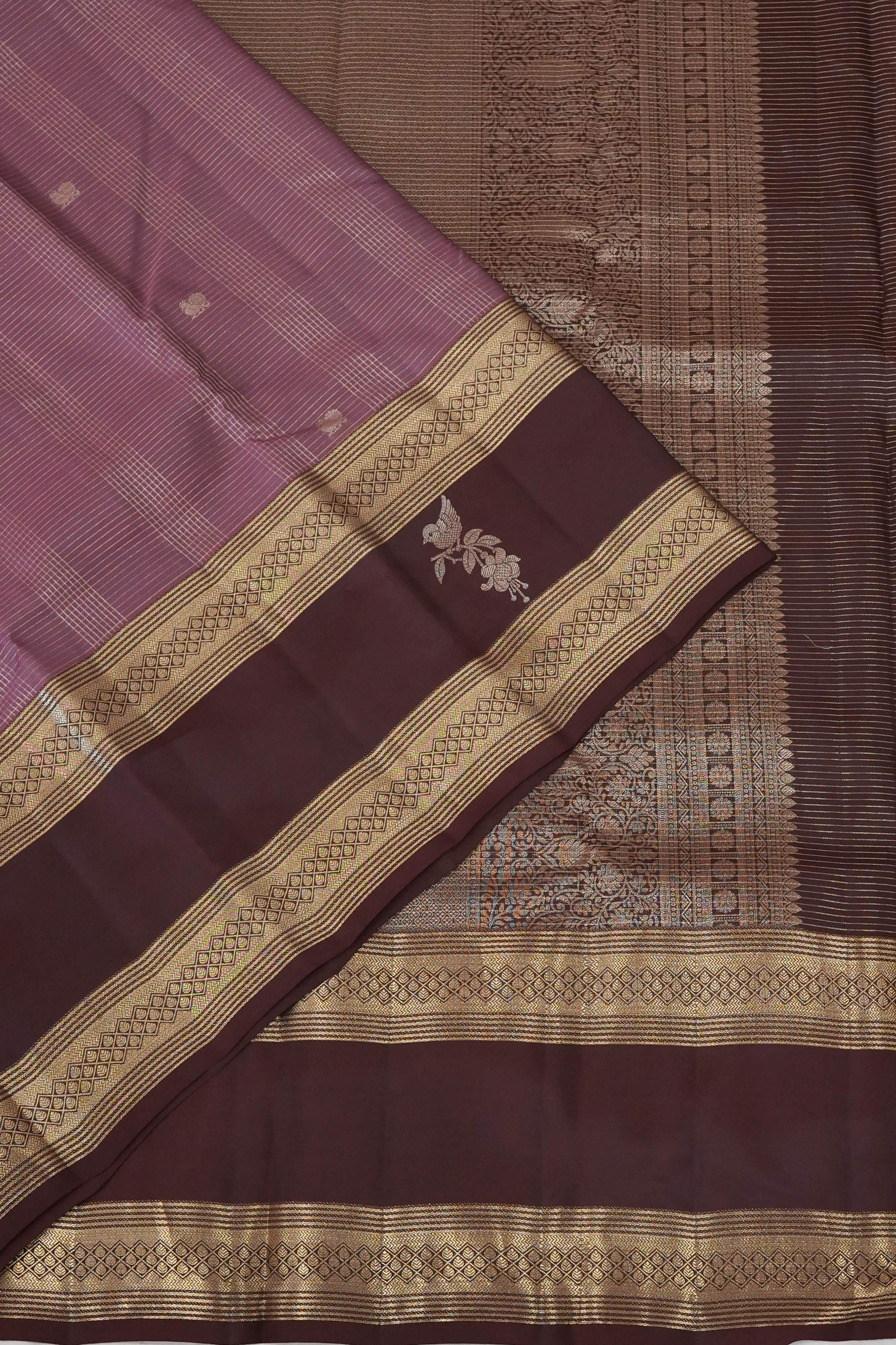 Soft Silk Butta Checks And Butta Lilac Saree