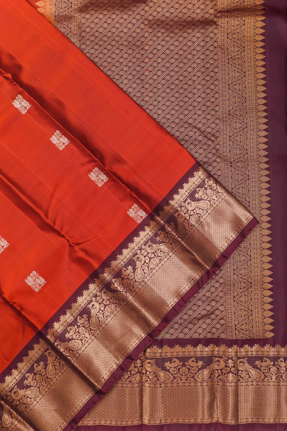 Dharmavaram Silk Butta Rust Orange Saree