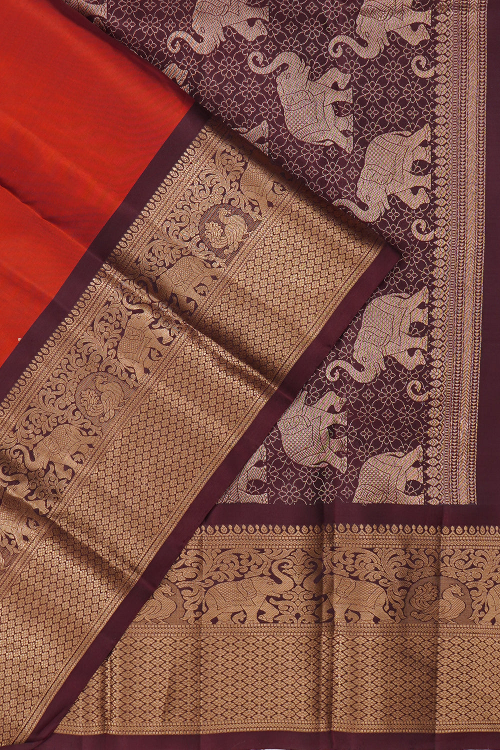 Dharmavaram Silk Butta Rust Orange Saree