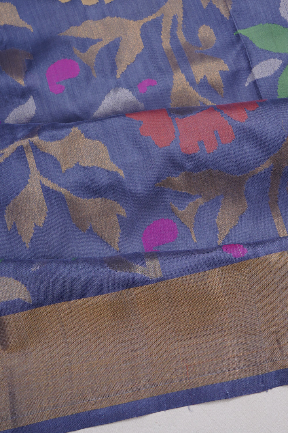 Uppada Silk All Over Jamdani Jaal Powder Blue Saree
