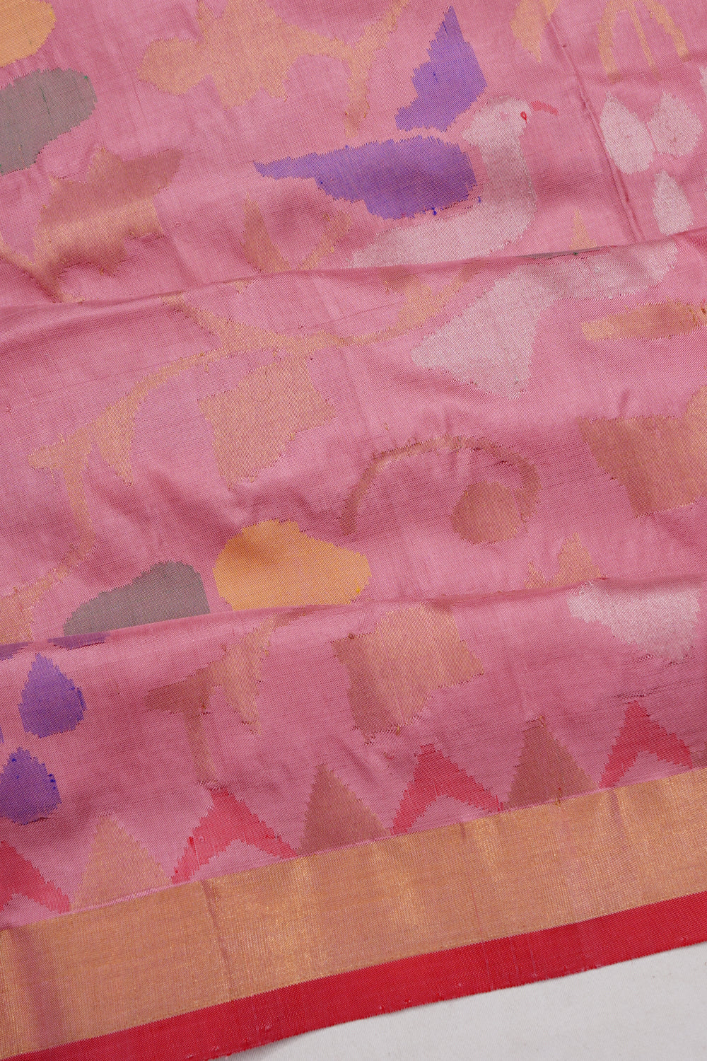 Uppada Silk All Over Jamdani Jaal Pink Saree