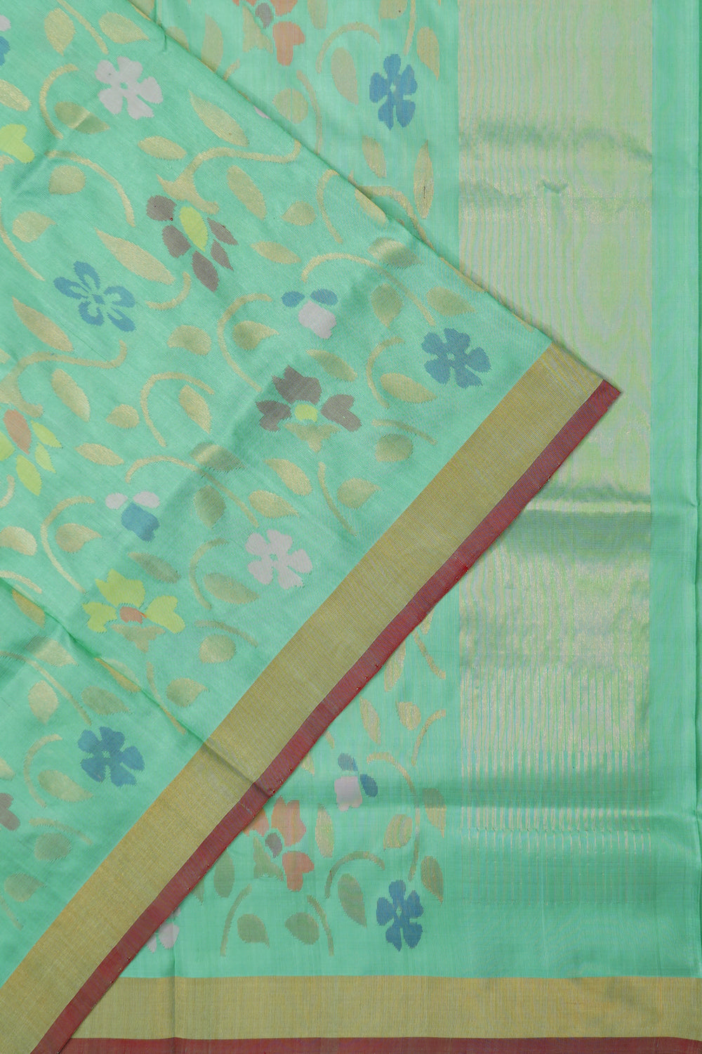 Uppada Silk All Over Jamdani Jaal Pastel Green Saree